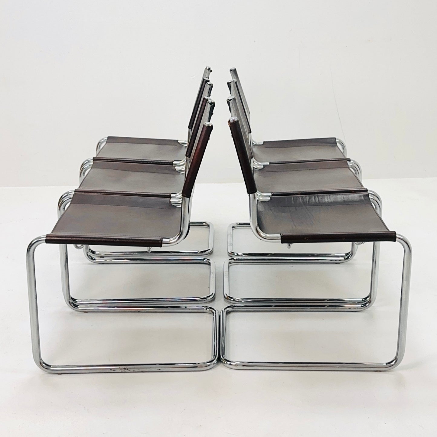Set of 6 Mid-Century Vintage S33 Chair by Mart Stam & Marcel Breuer for Matteo grassi 1980s Italy