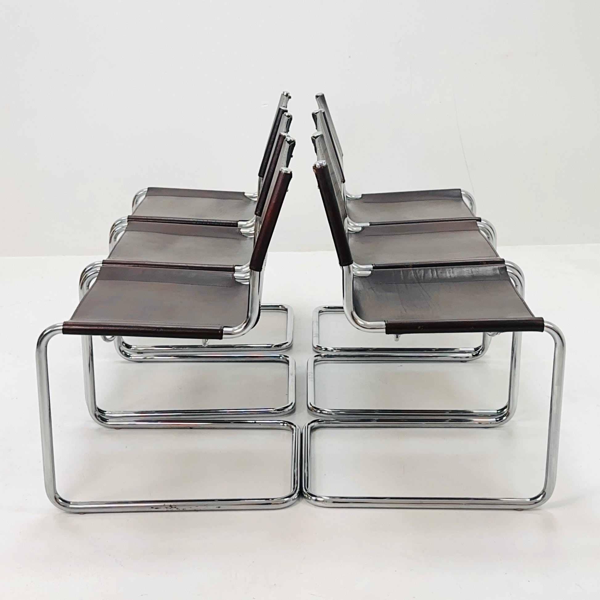 Set of 6 Mid-Century Vintage S33 Chair by Mart Stam & Marcel Breuer for Matteo grassi 1980s Italy