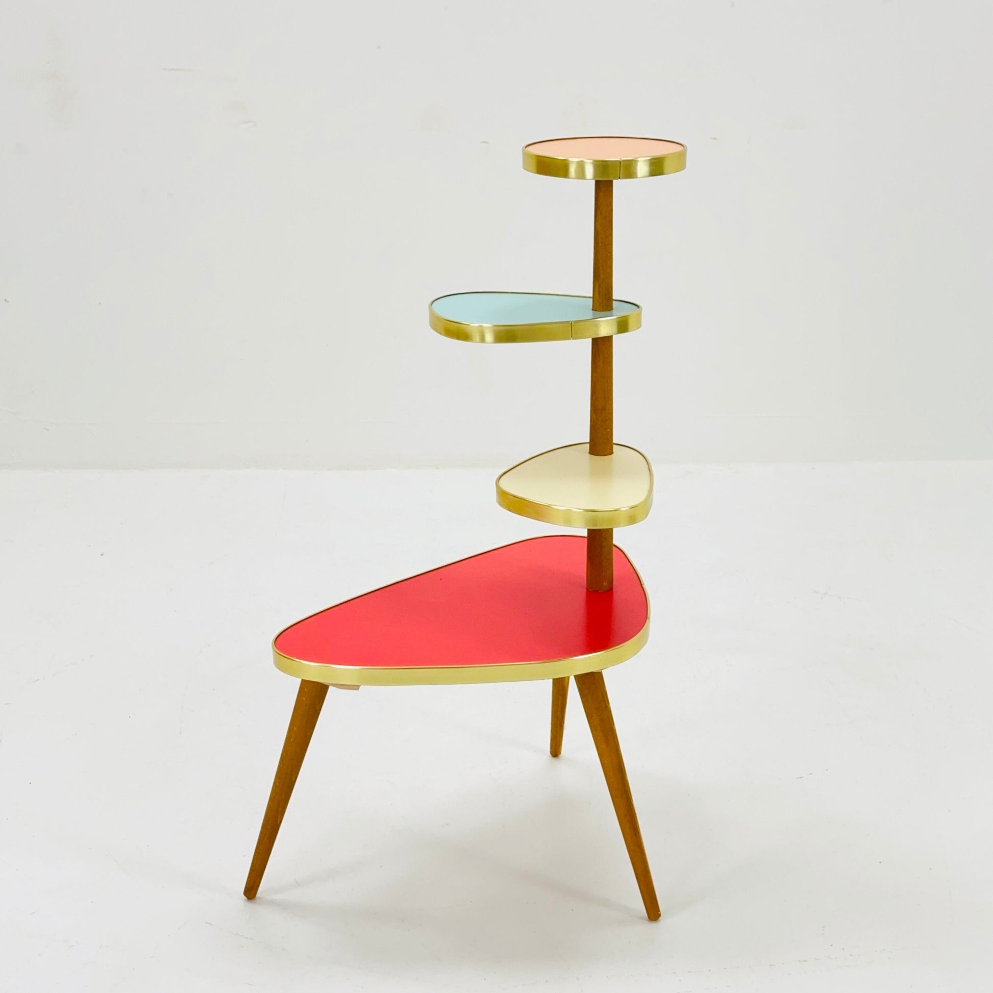 BIG German Plant Stand, Colorful Vintage Mid-Century Minimalist Indoor Plant Stand Side Table Retro flower table