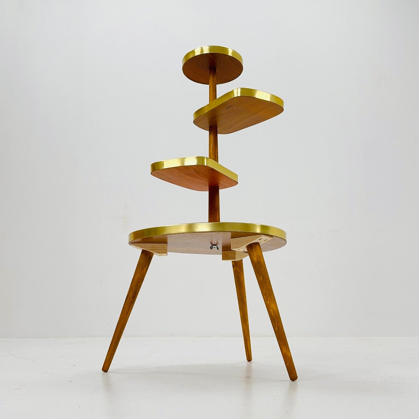 1950s German Plant Stand, Colorful Vintage Mid-Century Minimalist Indoor Plant Stand Side Table Retro flower table