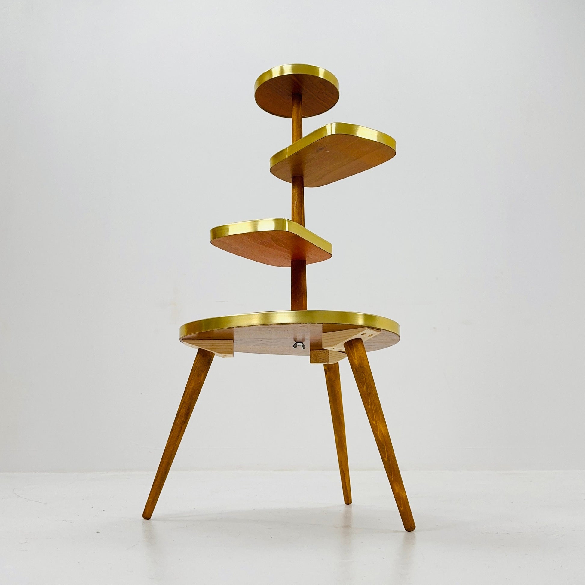 1950s German Plant Stand, Colorful Vintage Mid-Century Minimalist Indoor Plant Stand Side Table Retro flower table