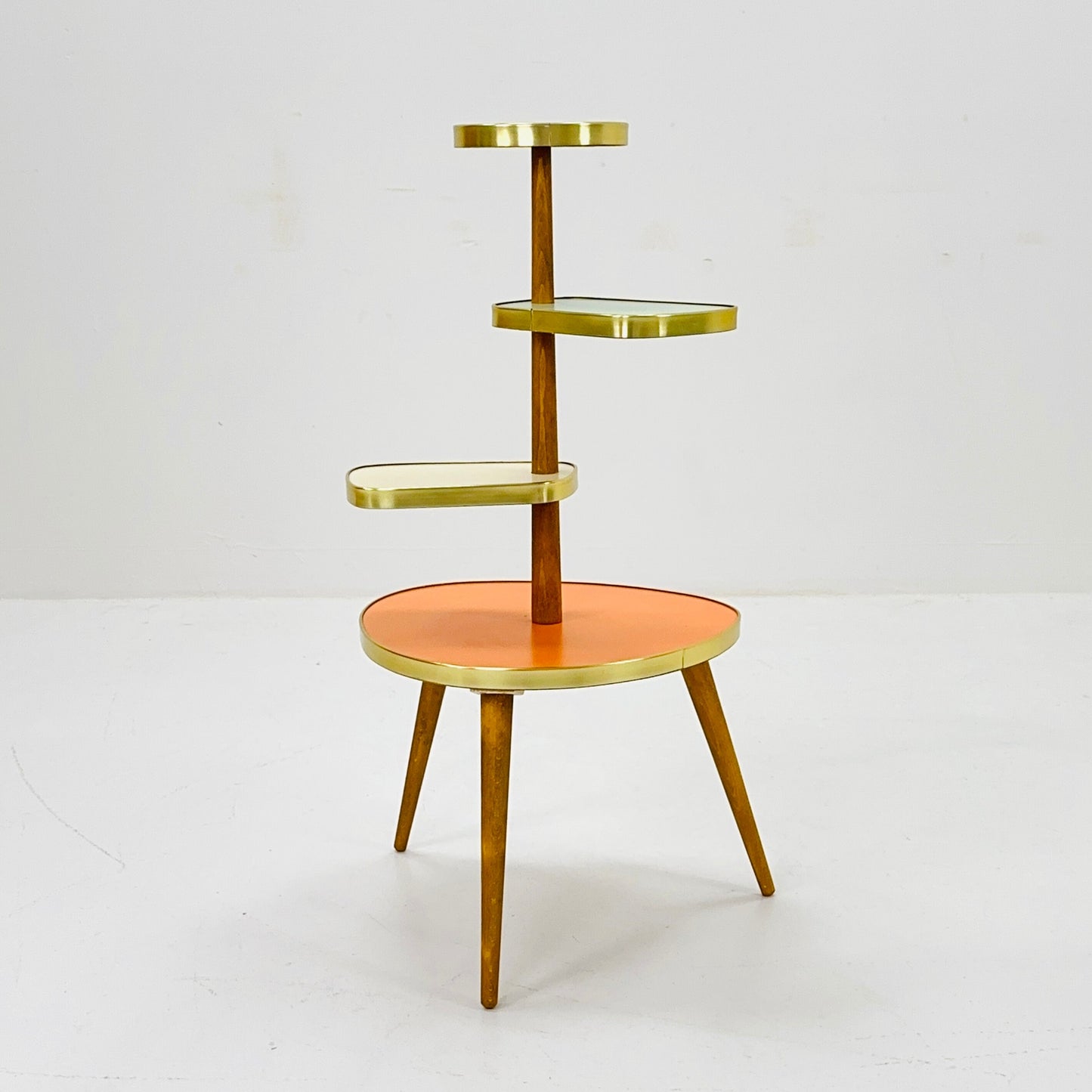 1950s German Plant Stand, Colorful Vintage Mid-Century Minimalist Indoor Plant Stand Side Table Retro flower table