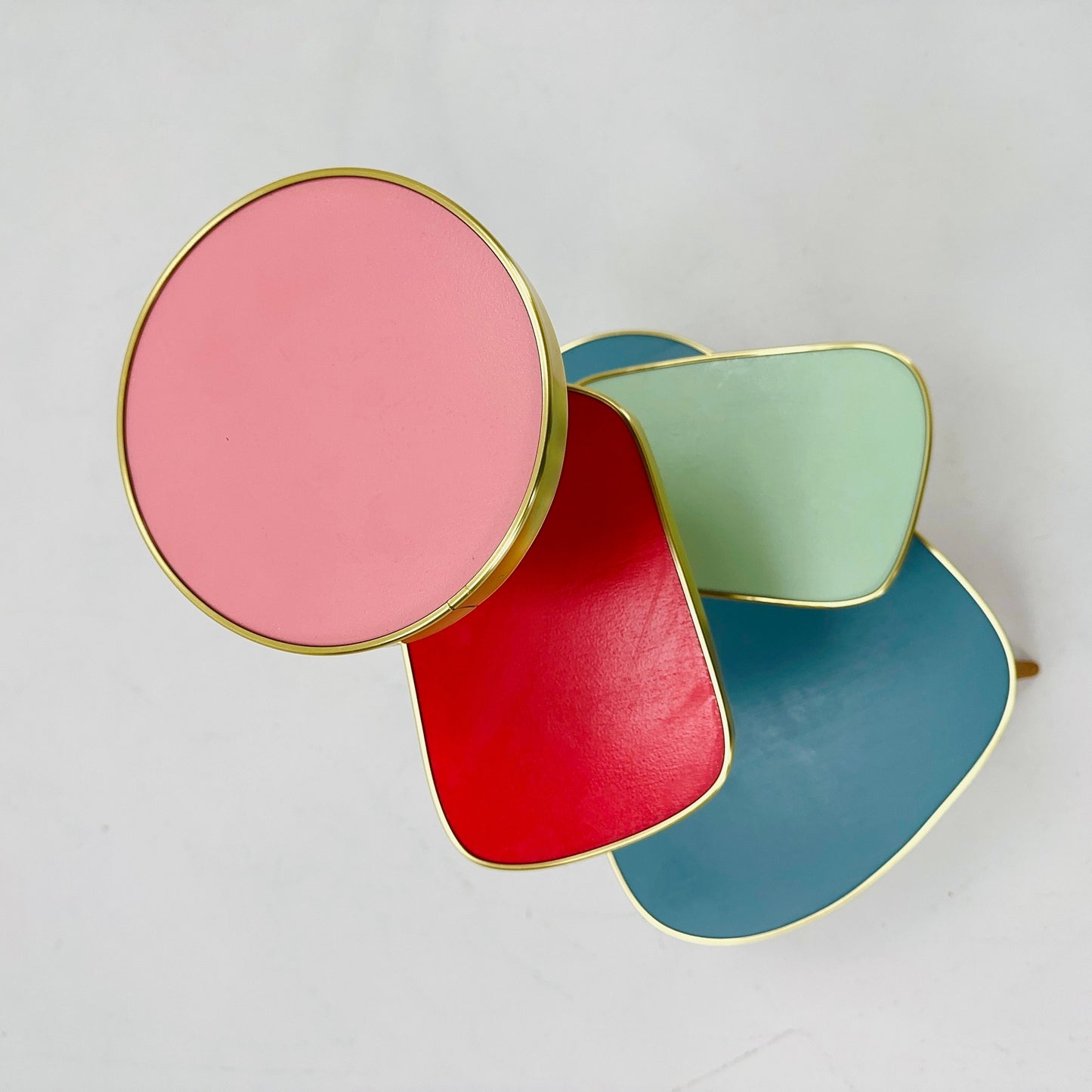 1950s German Plant Stand, Colorful Vintage Mid-Century Minimalist Indoor Plant Stand Side Table Retro flower table