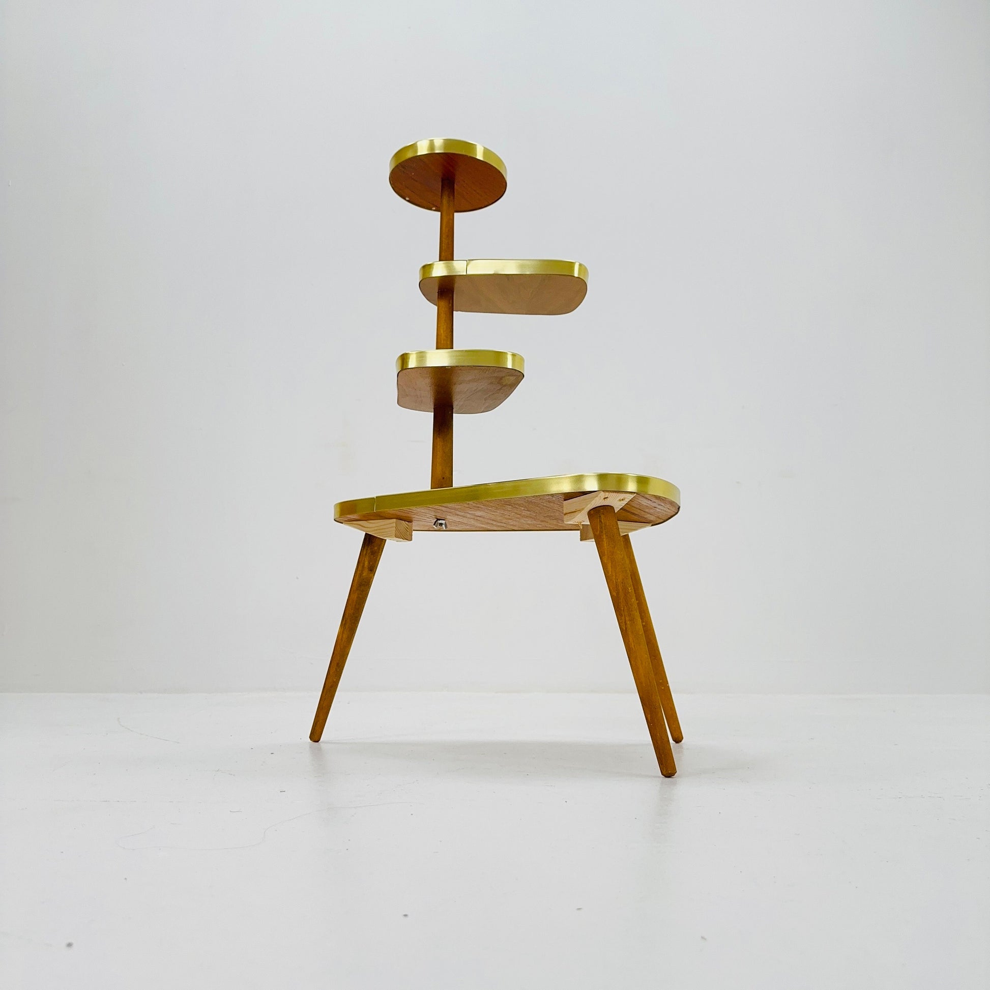 1950s German Plant Stand, Colorful Vintage Mid-Century Minimalist Indoor Plant Stand Side Table Retro flower table