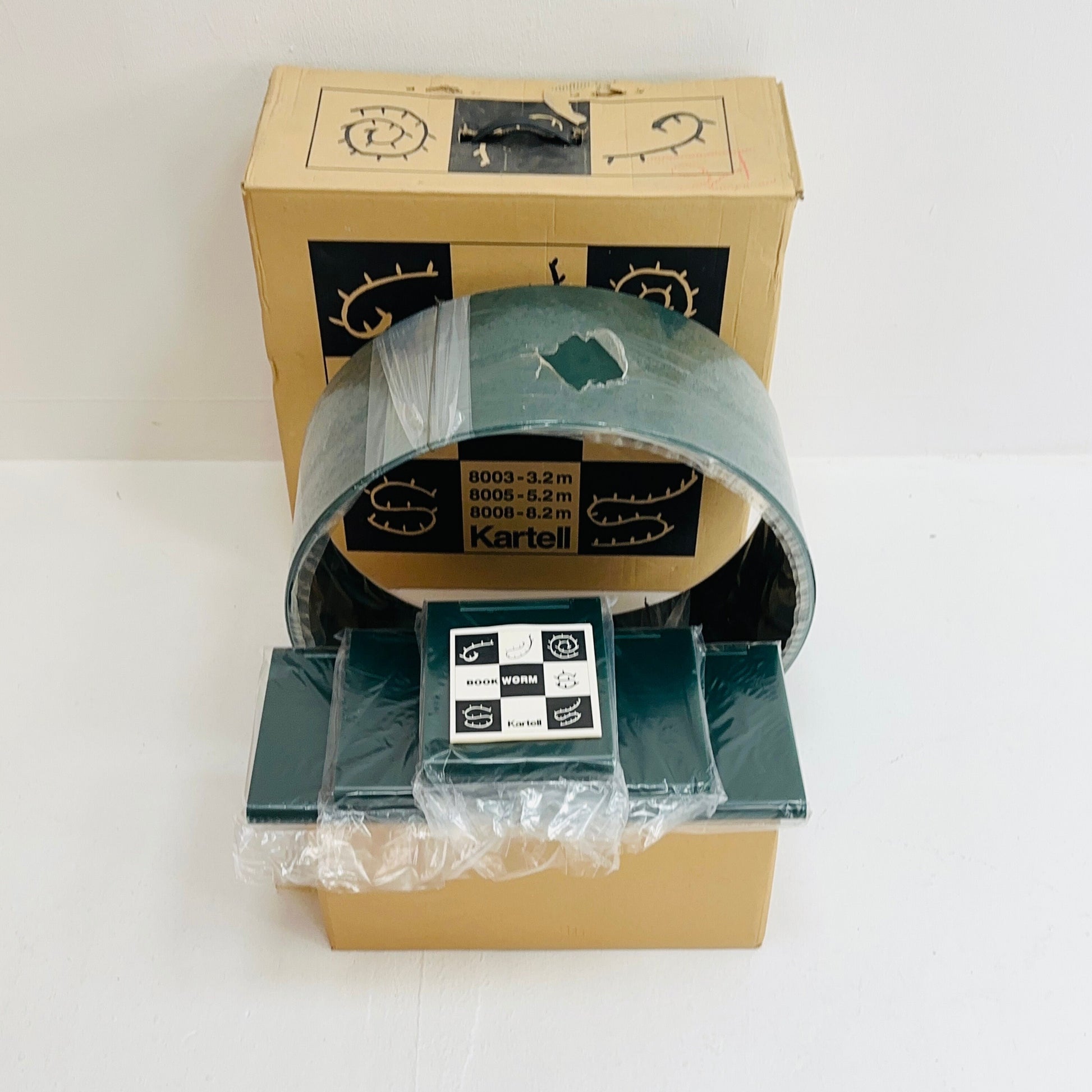 Space age / Wall Units / shelving unite Bookworm dark green bookshelf by Ron Arad for Kartell, Italy