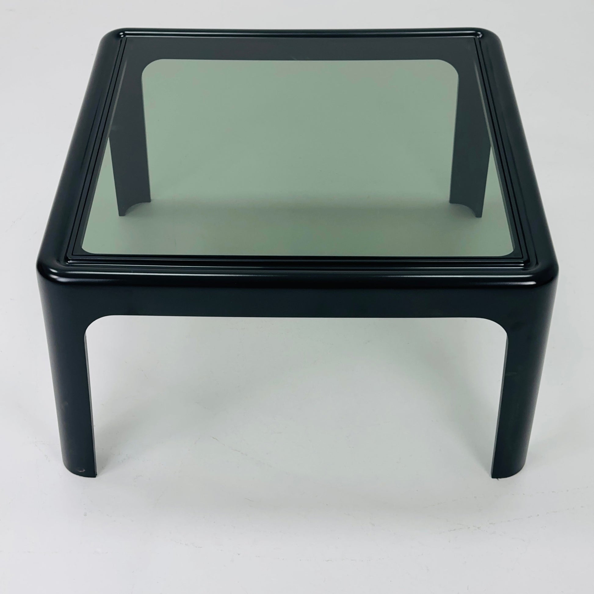 Mid-Century Space Age green smoked glass coffee table by Peter Ghyczy for Horn Collection, 1960s