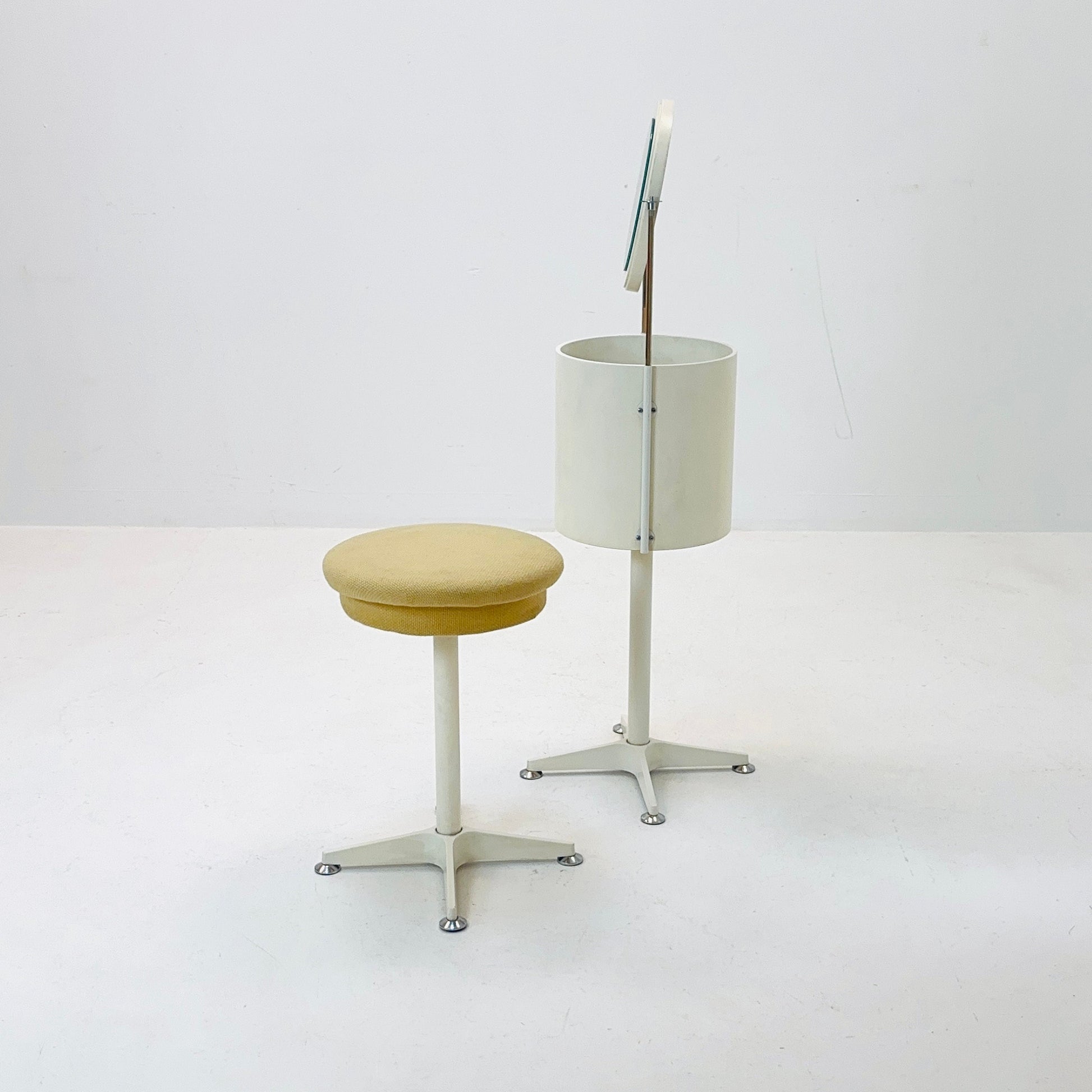 mid century white vanity / make up table - stool by Bremshey & Co. Germany 1960s