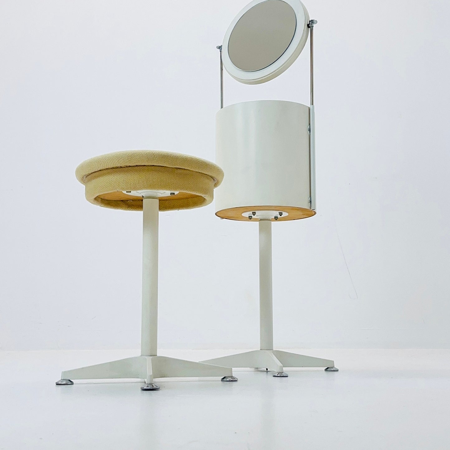 mid century white vanity / make up table - stool by Bremshey & Co. Germany 1960s