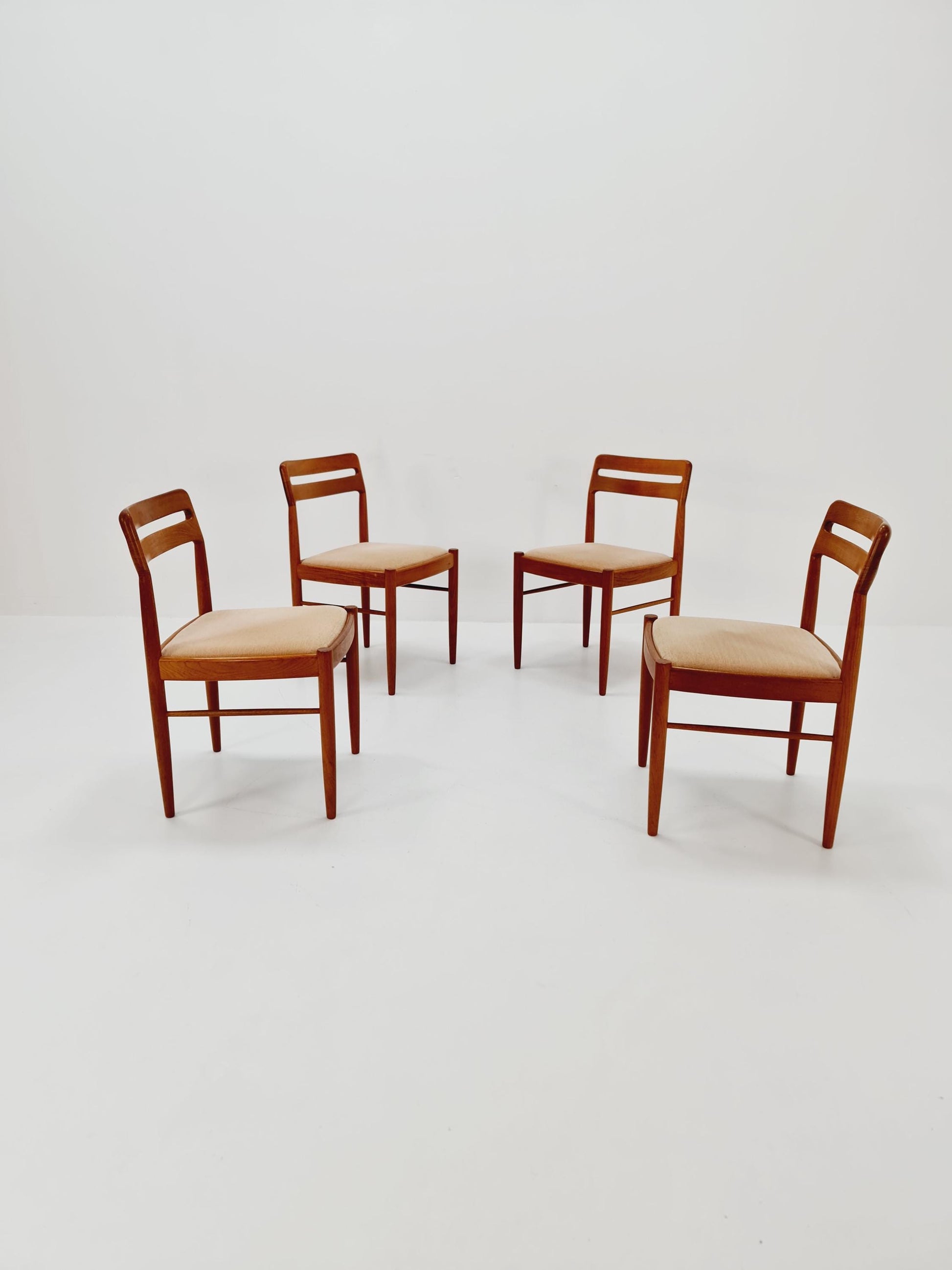 Danish teak Original fabric dining chairs by H. W. Klein for Bramin, 1960s, set of 4