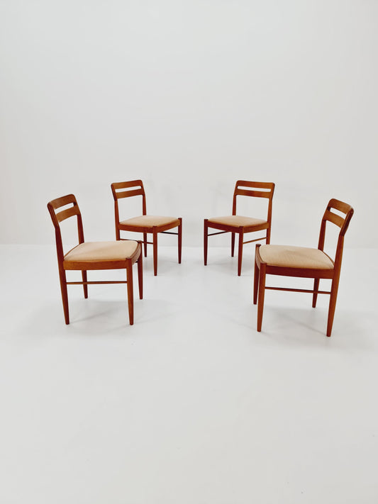 Danish teak Original fabric dining chairs by H. W. Klein for Bramin, 1960s, set of 4