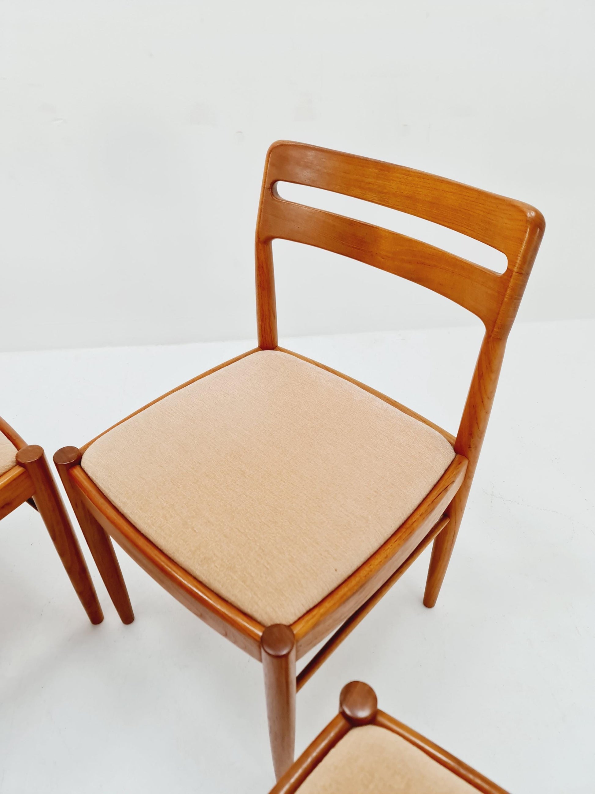 Danish teak Original fabric dining chairs by H. W. Klein for Bramin, 1960s, set of 4
