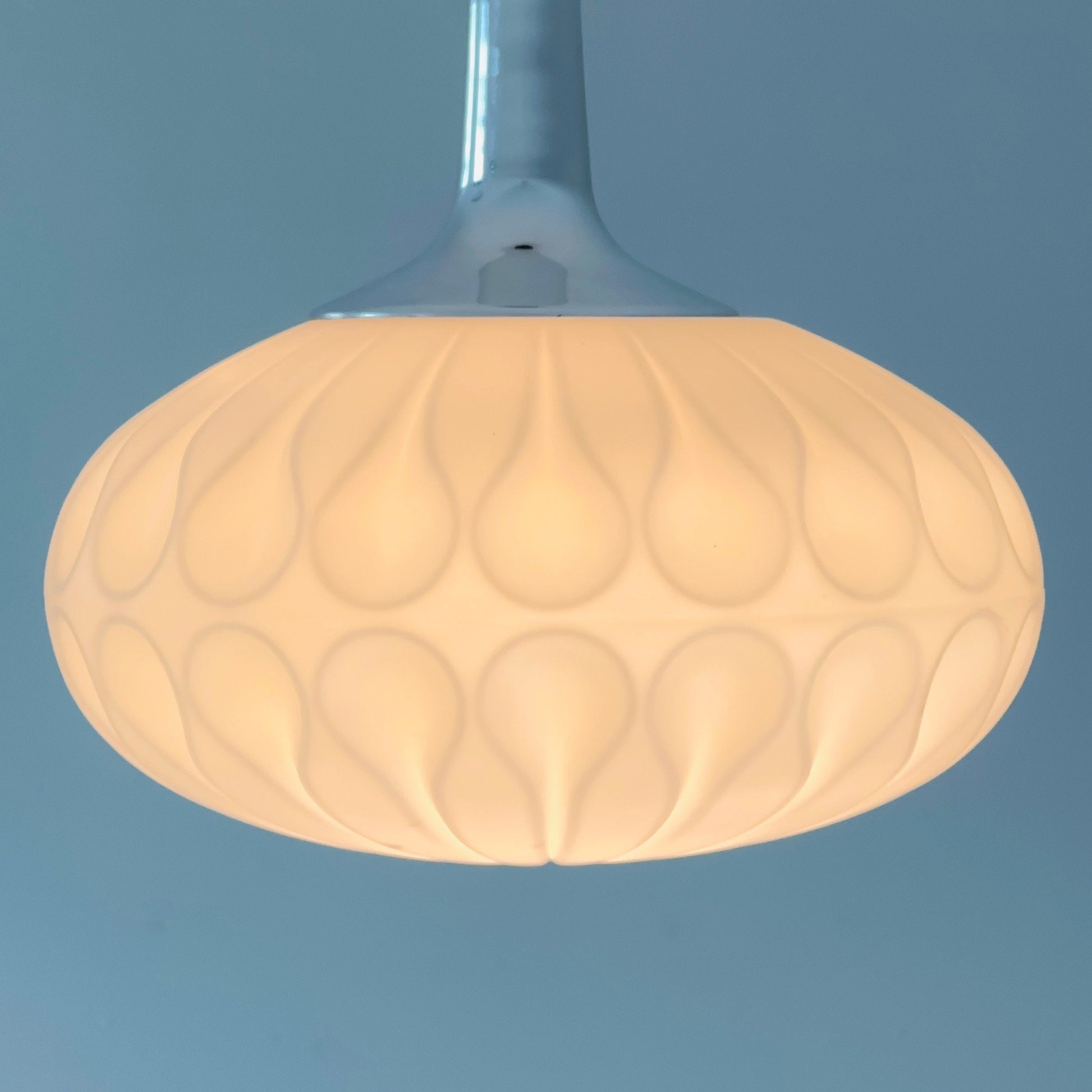 Mid century opaline glass pendant lamp from Peill & Putzler, Germany 1970s