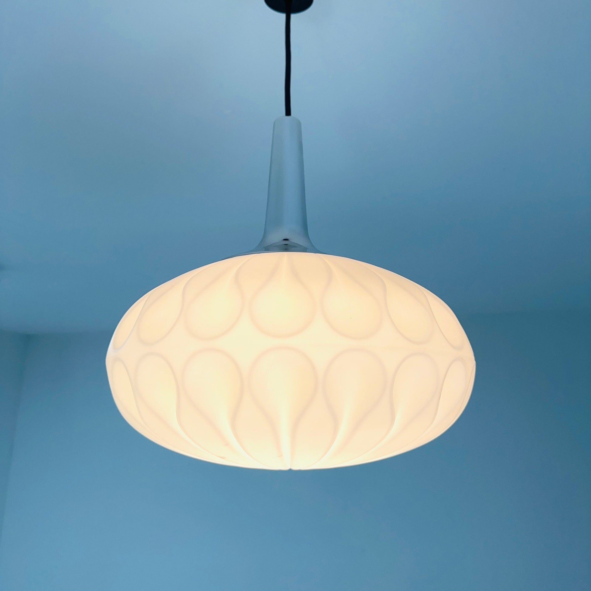 Mid century opaline glass pendant lamp from Peill & Putzler, Germany 1970s