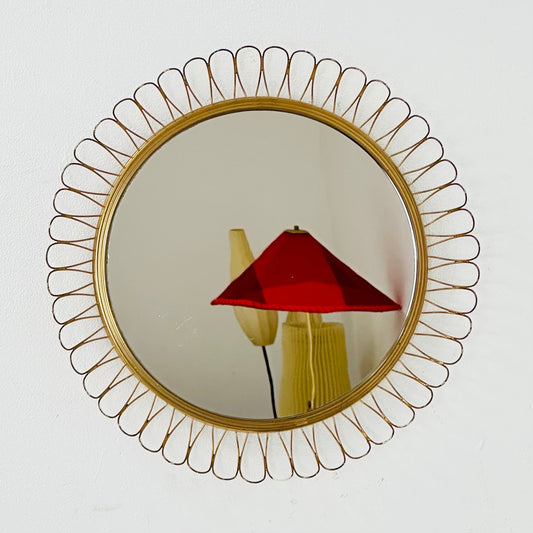 Mid-century wall mirror by Josef Frank Svenskt Tenn, Austria, Sweden, brass, 1950s