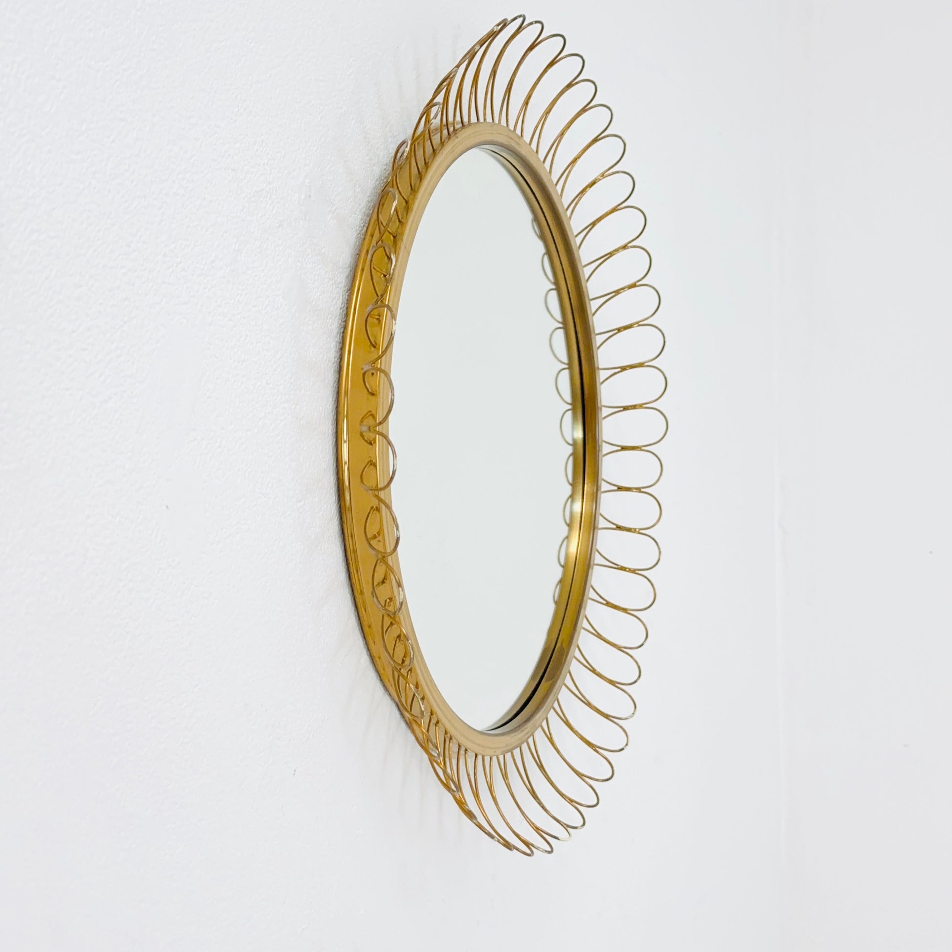 Mid-century wall mirror by Josef Frank Svenskt Tenn, Austria, Sweden, brass, 1950s