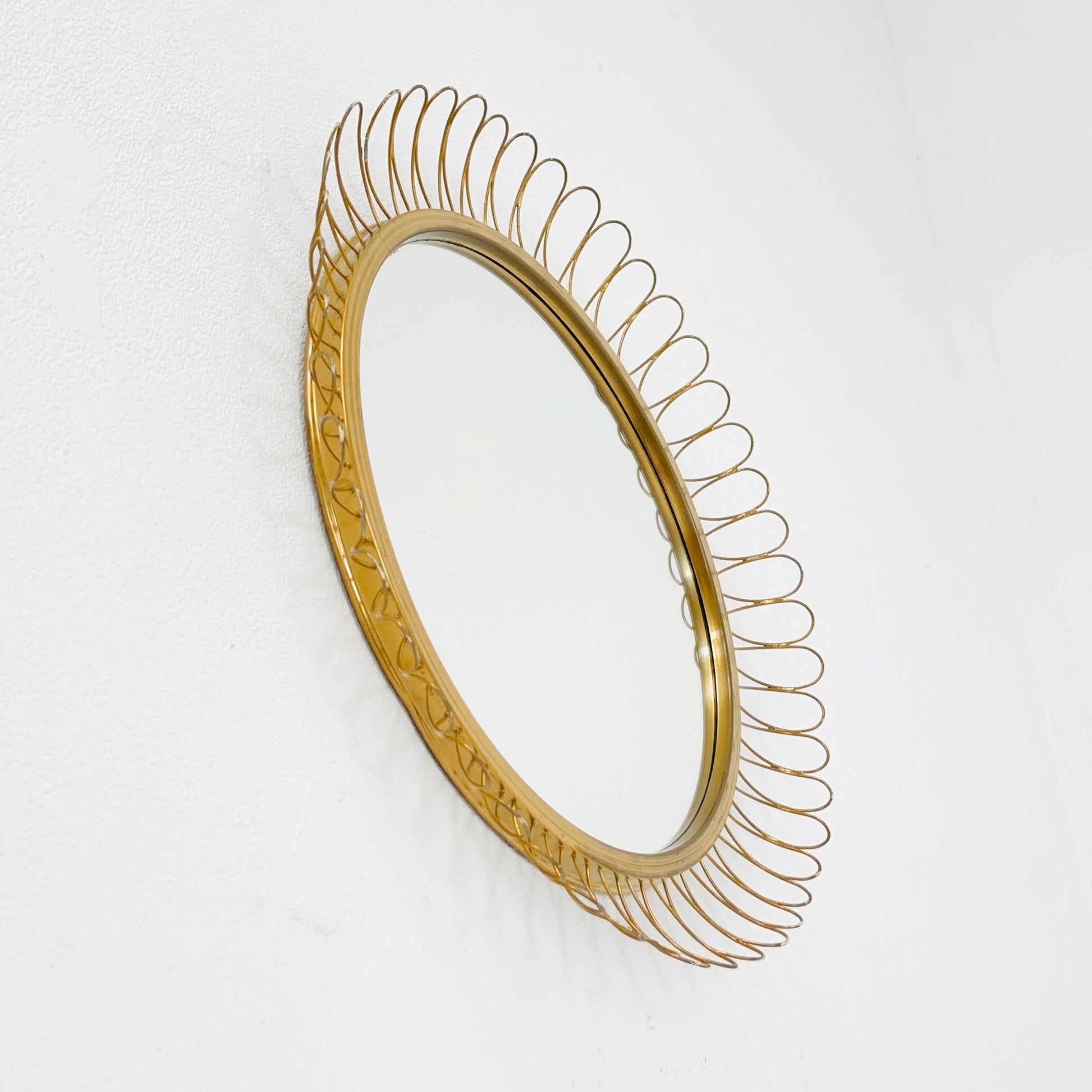 Mid-century wall mirror by Josef Frank Svenskt Tenn, Austria, Sweden, brass, 1950s