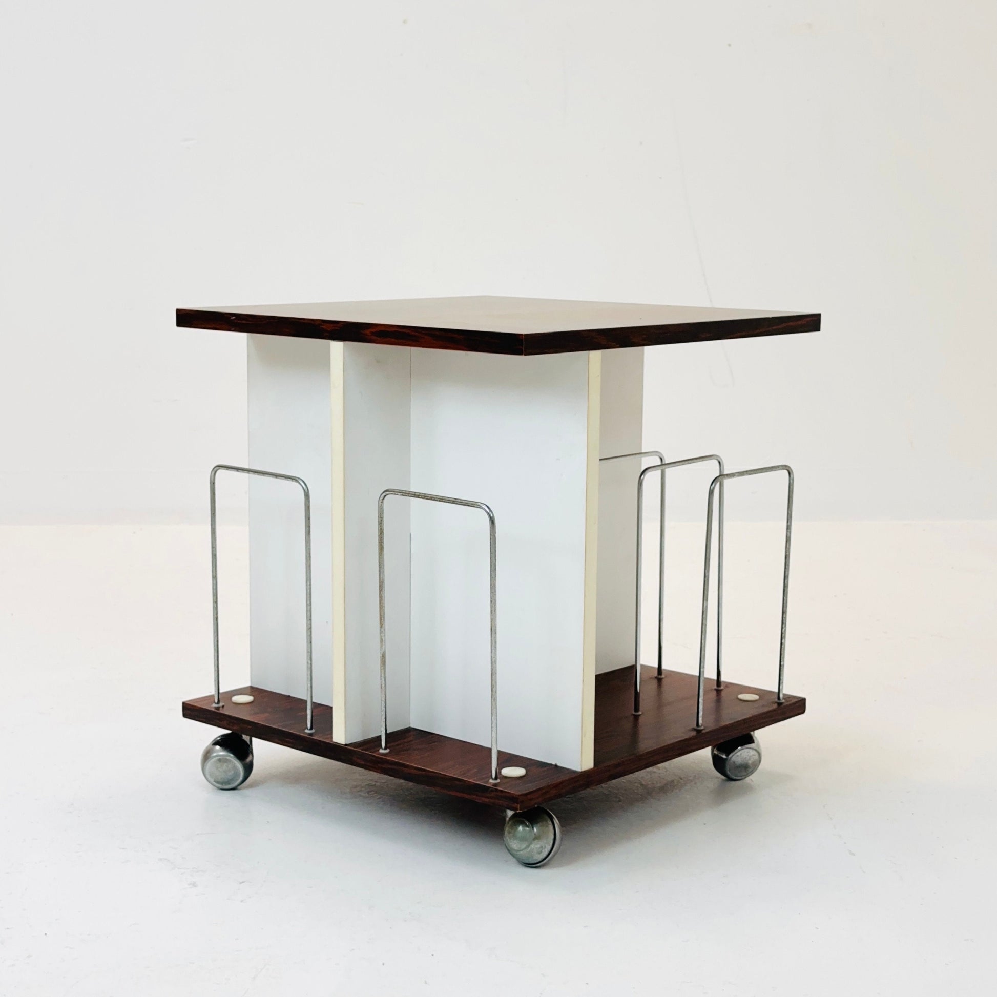Rare Space Age trolley with magazine rack 1970s Germany