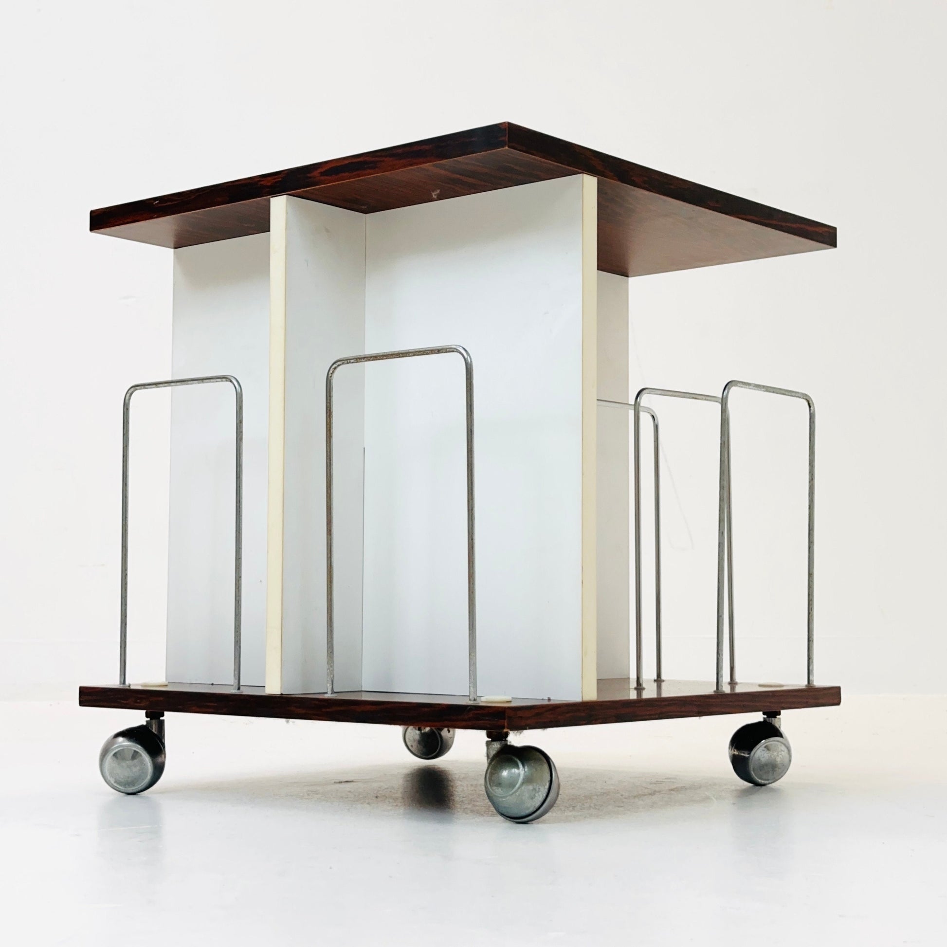 Rare Space Age trolley with magazine rack 1970s Germany