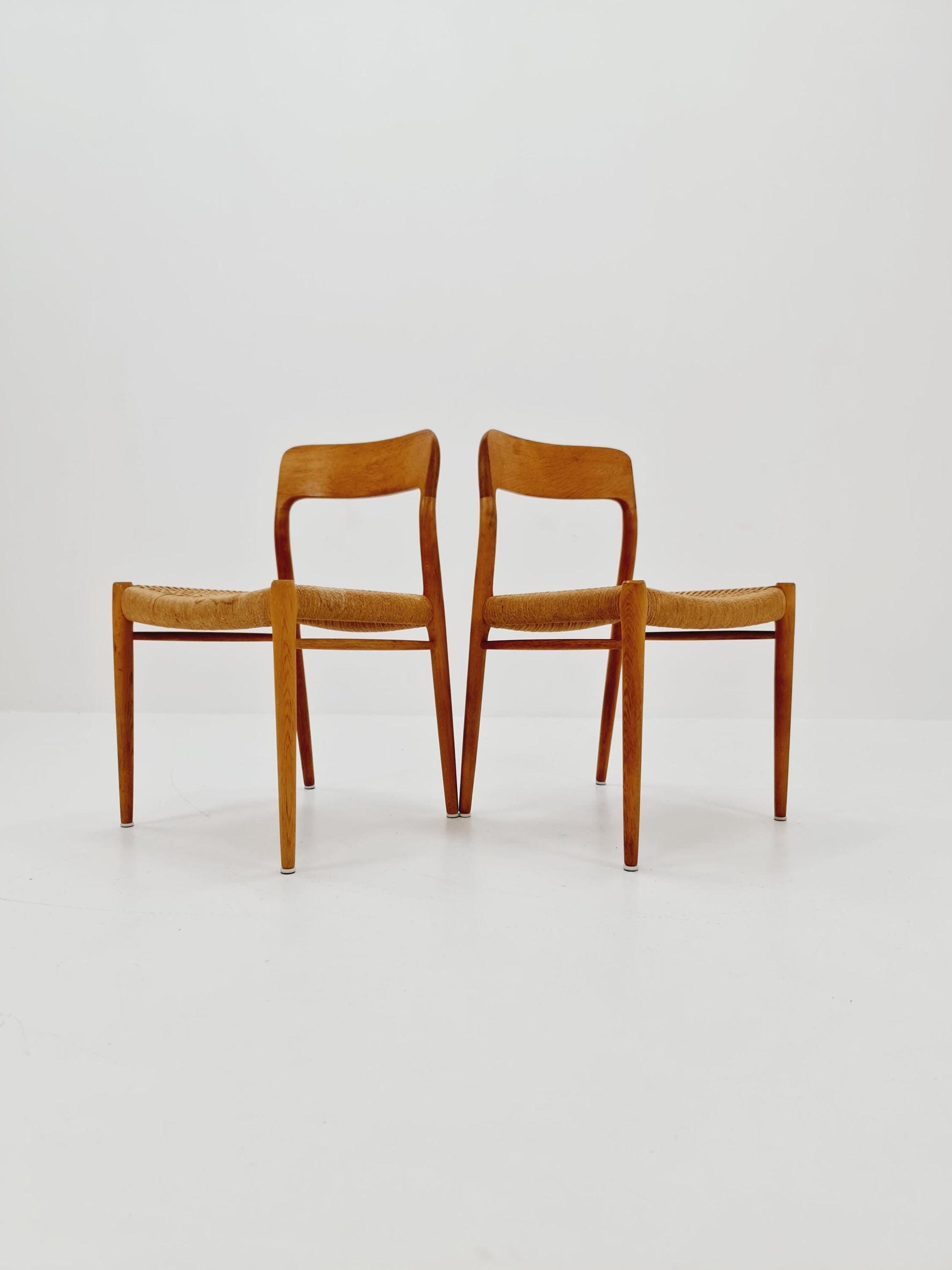 Vintage Danish Oak dining charis by Niels Otto Moller Model 75, 1960s, set of 2