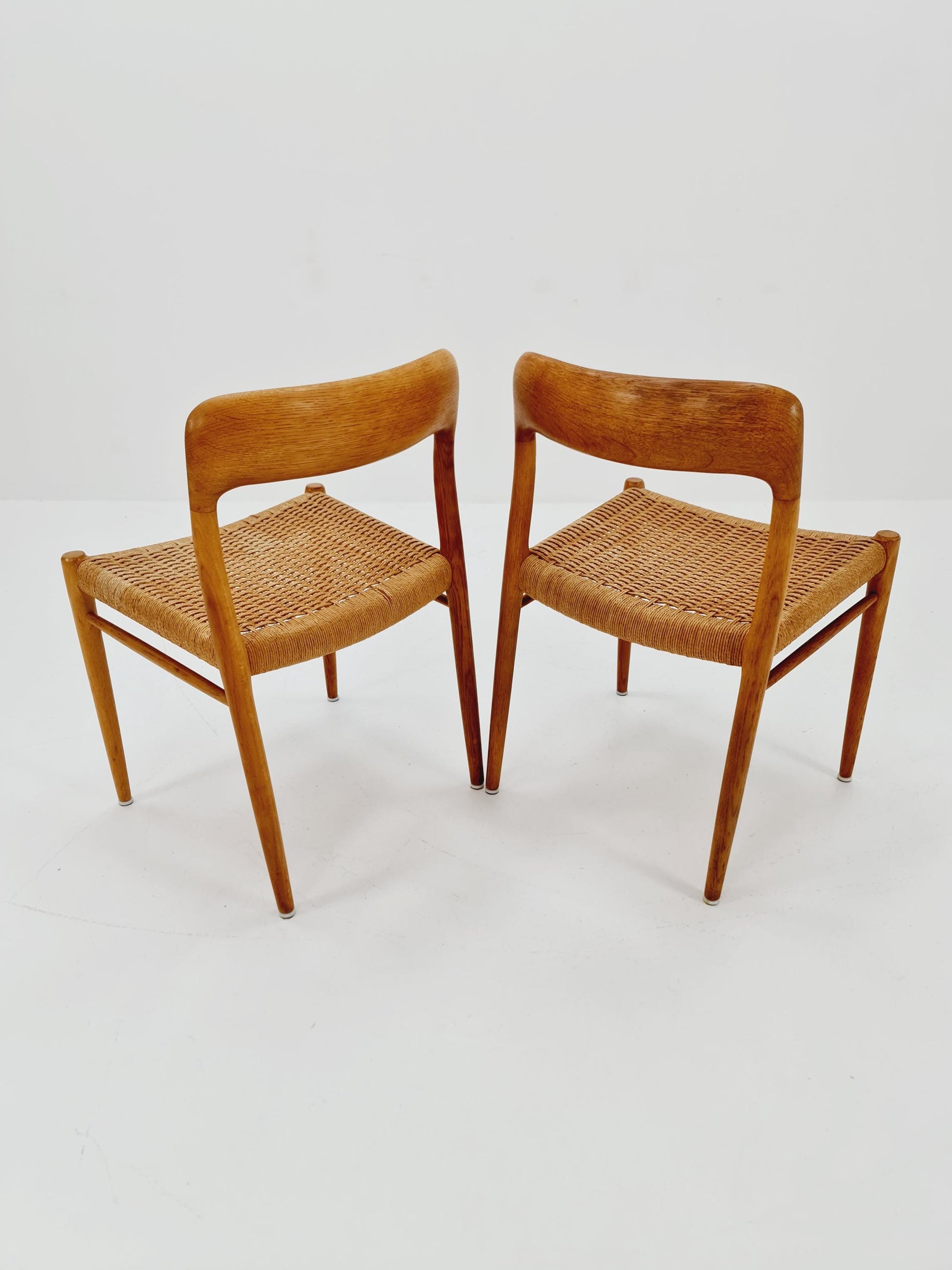 Vintage Danish Oak dining charis by Niels Otto Moller Model 75, 1960s, set of 2