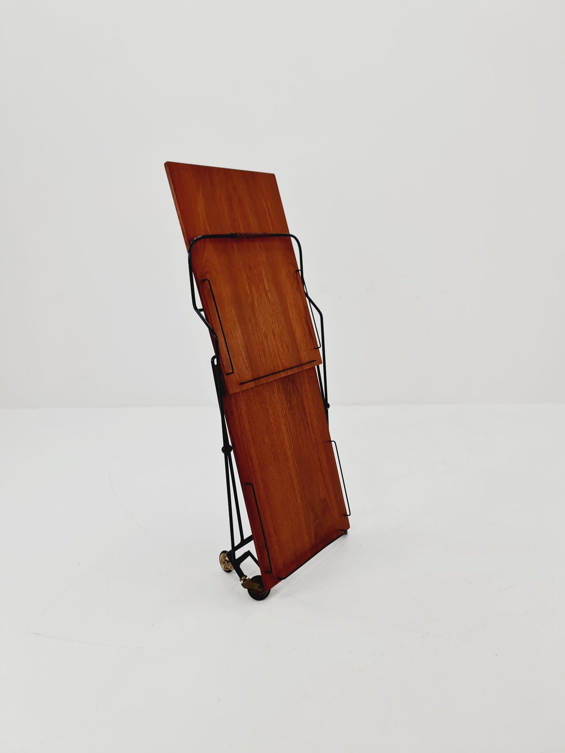 Vintage Danish mid century trolley bar cart in teak & metal, 1960s