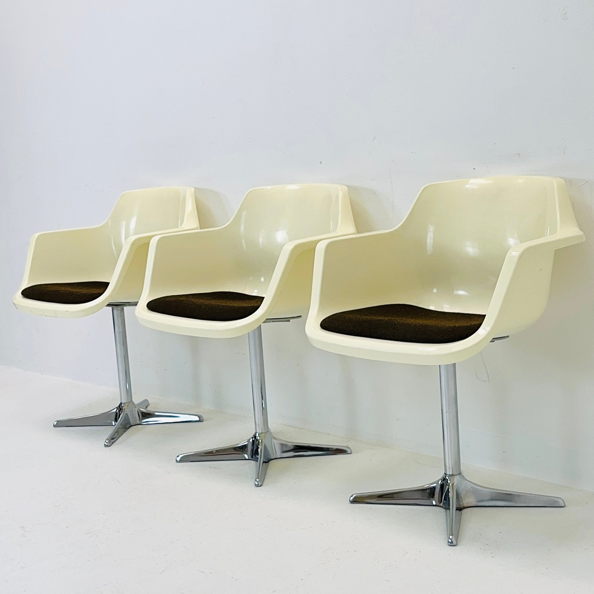 Set of 3 Space age armchairs by G. Leowald for Wilkhahn, 1970s