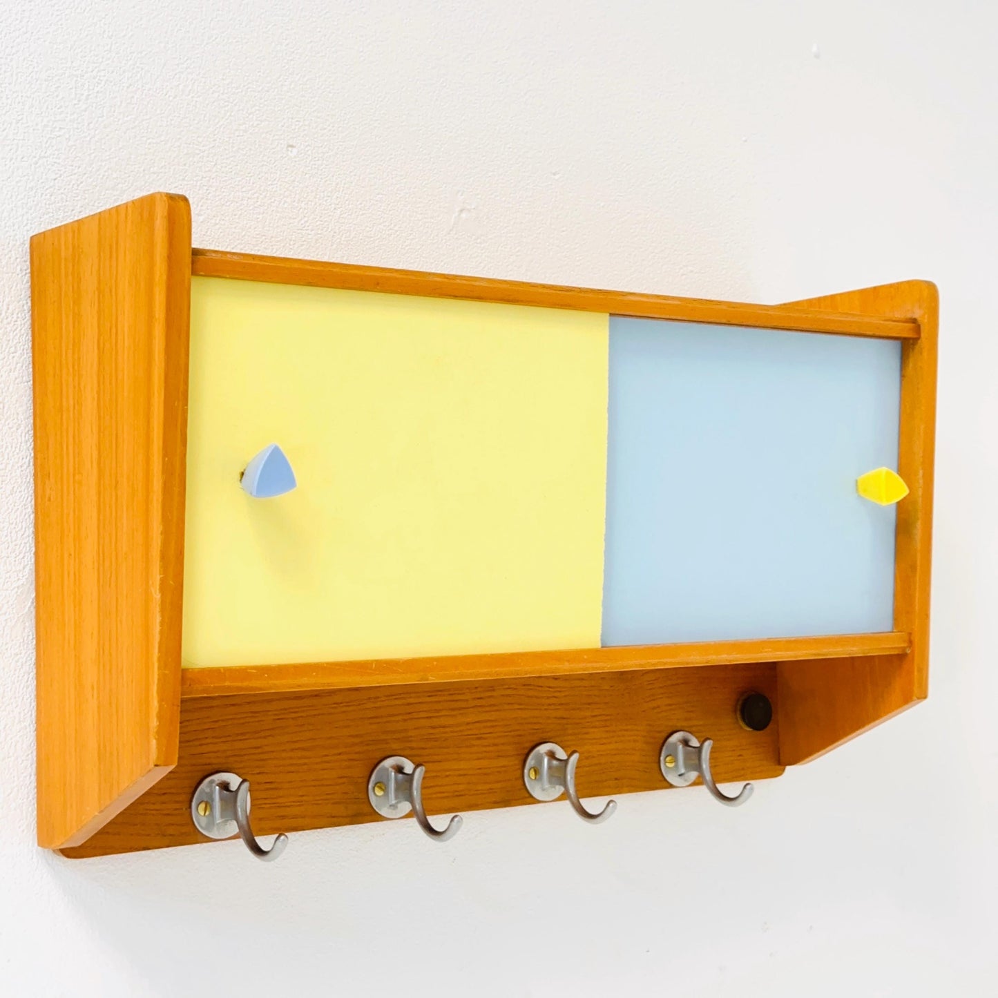 Vintage kitchen wooden wall cabinet colorful, medicine cabinet , 1960s Germany