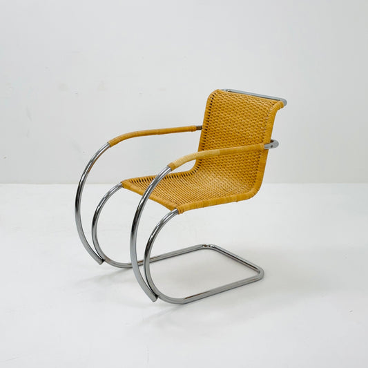 Mid century Bauhaus MR20 Rattan Lounge Chair S533 by Ludwig Mies van der Rohe for Thonet 1960s