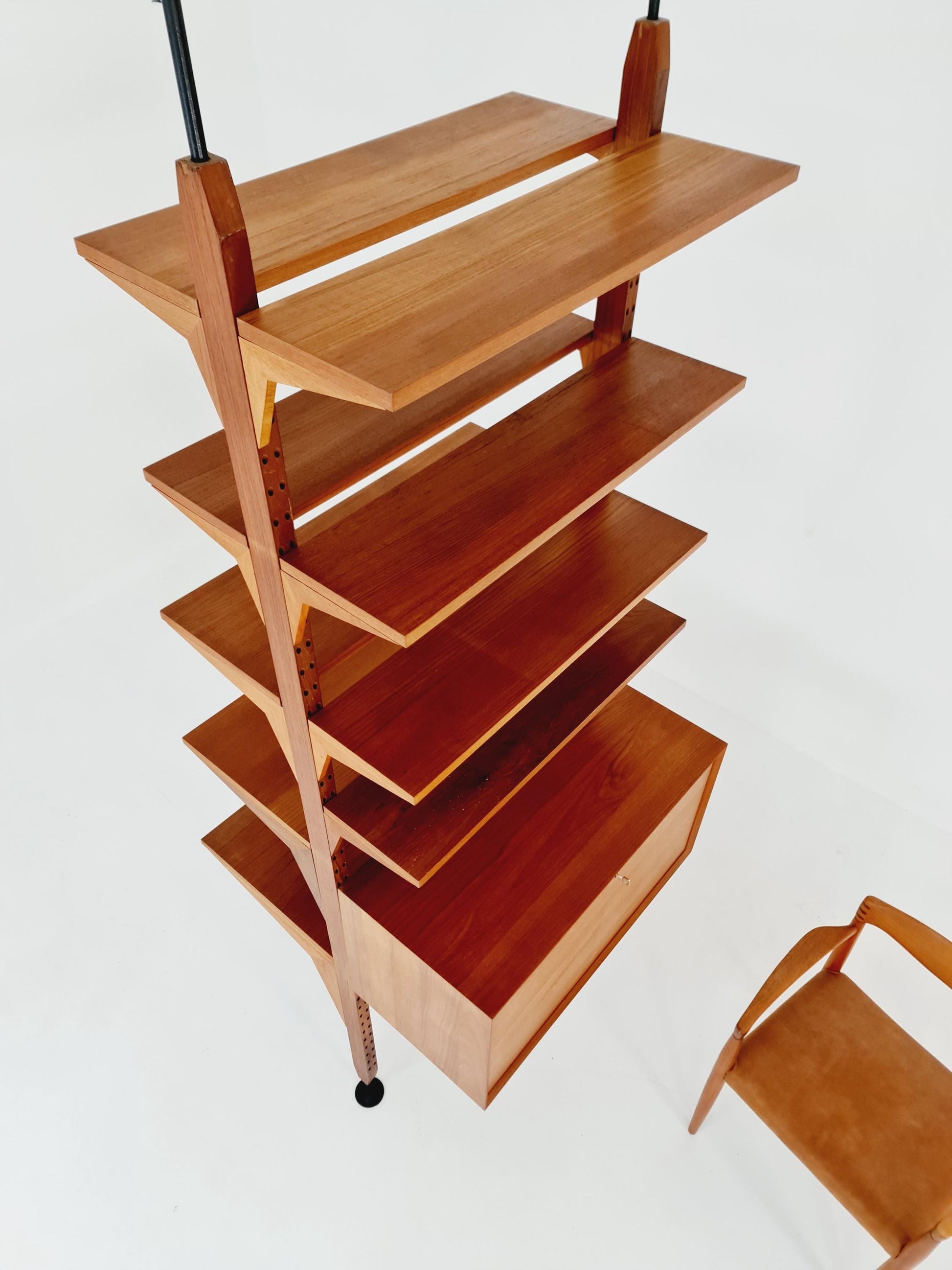 Two sides Midcentury Danish teak free standing room divider shelving Unit, by Poul Cadovius, 1960s