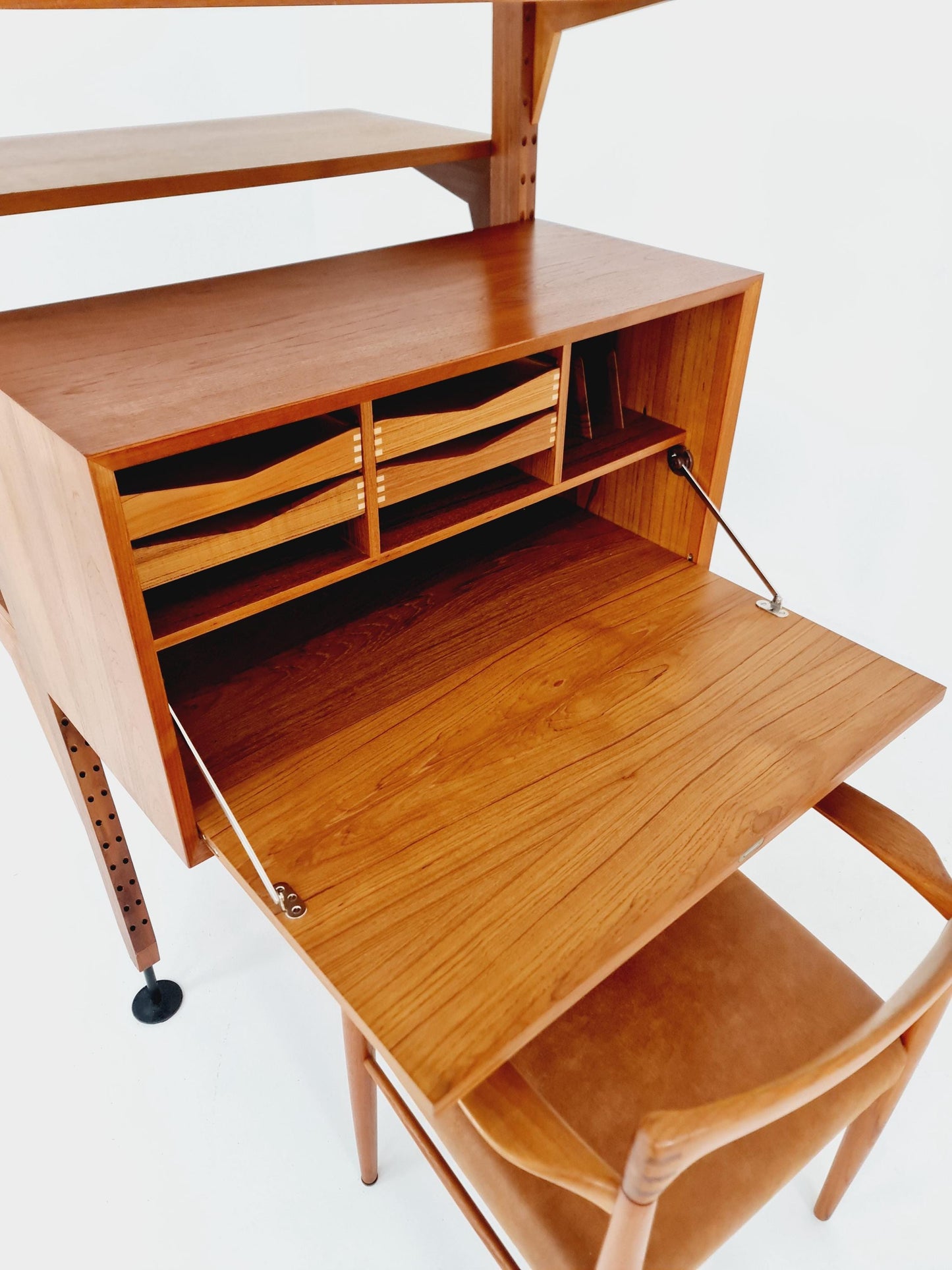 Two sides Midcentury Danish teak free standing room divider shelving Unit, by Poul Cadovius, 1960s