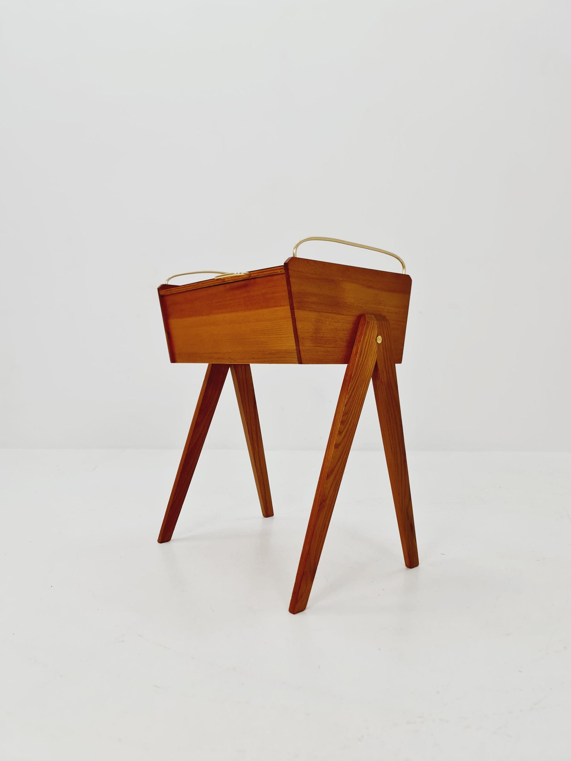Vintage Ash wood sweing table/ side table cabinet, 1960s