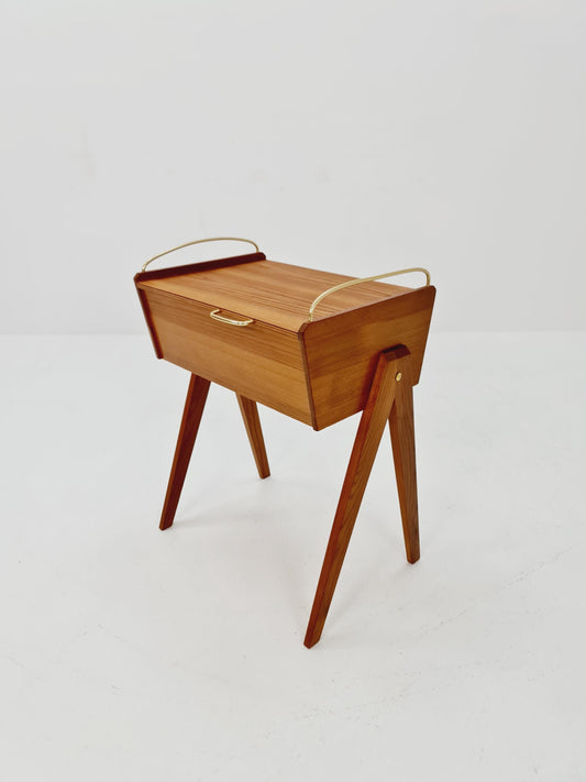 Vintage Ash wood sweing table/ side table cabinet, 1960s