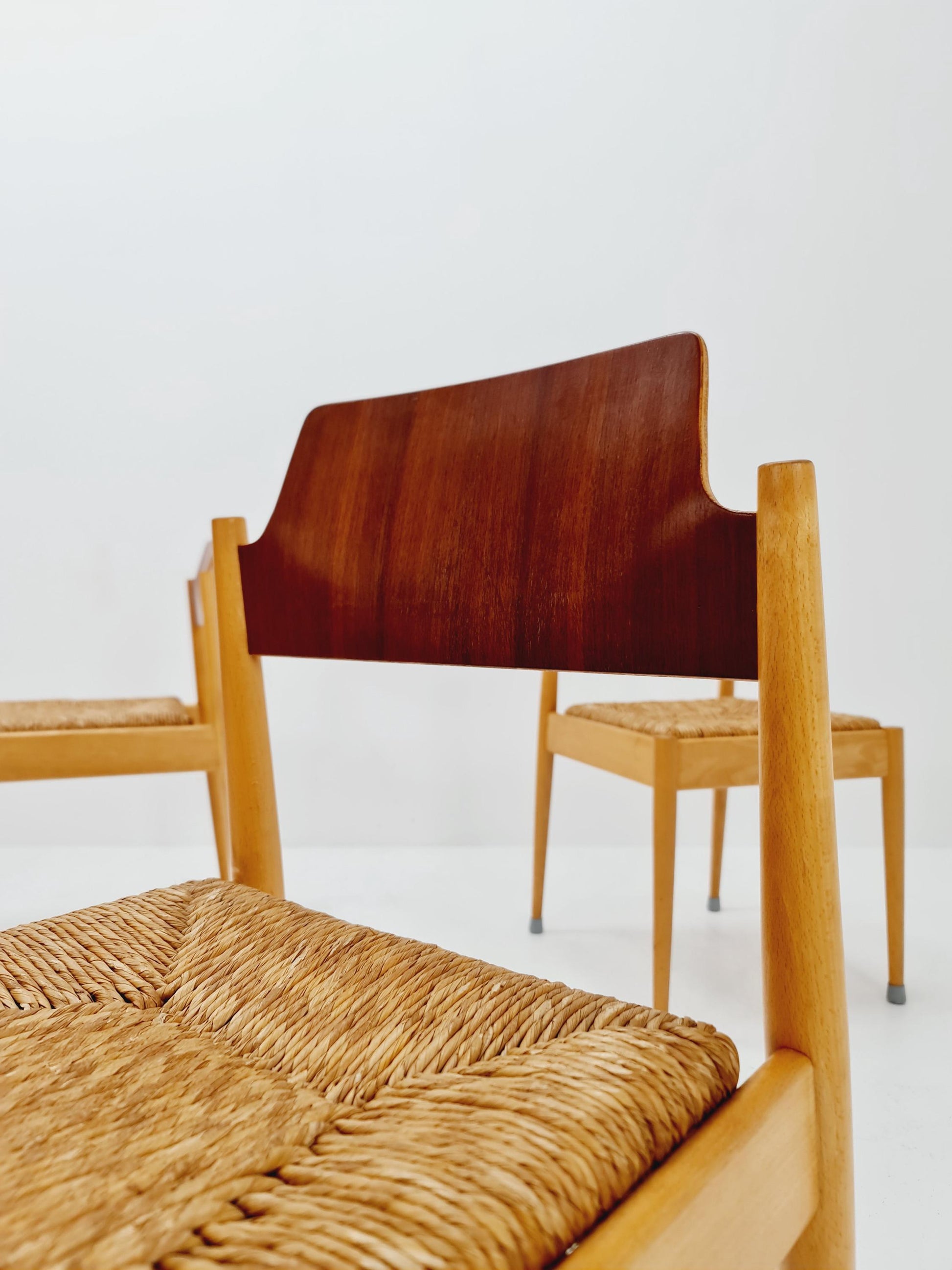 1 of 8 Vintage Teak German Dining Chairs by Egon Eiermann for Wilde and Spieth , 1950s,