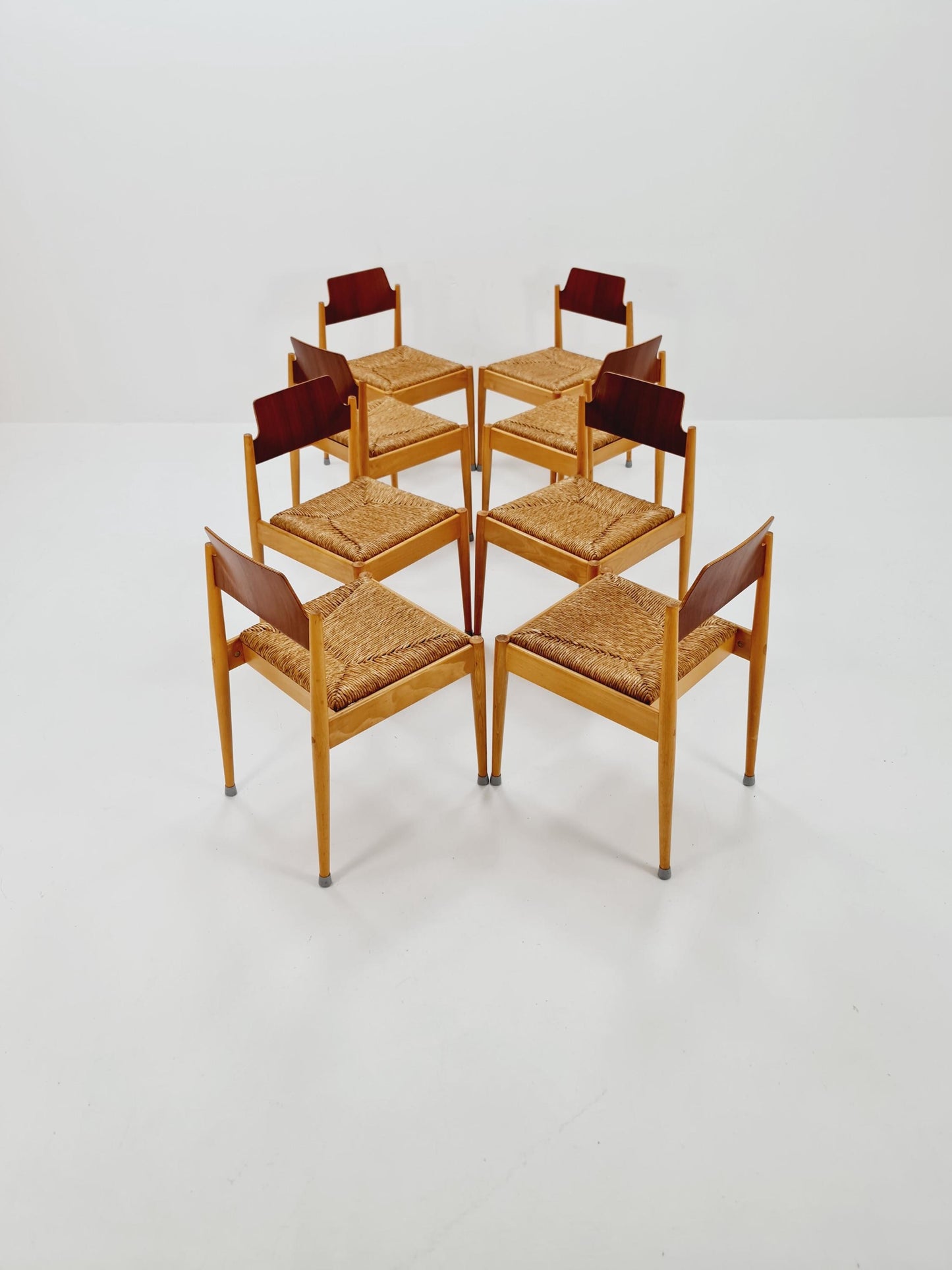 1 of 8 Vintage Teak German Dining Chairs by Egon Eiermann for Wilde and Spieth , 1950s,