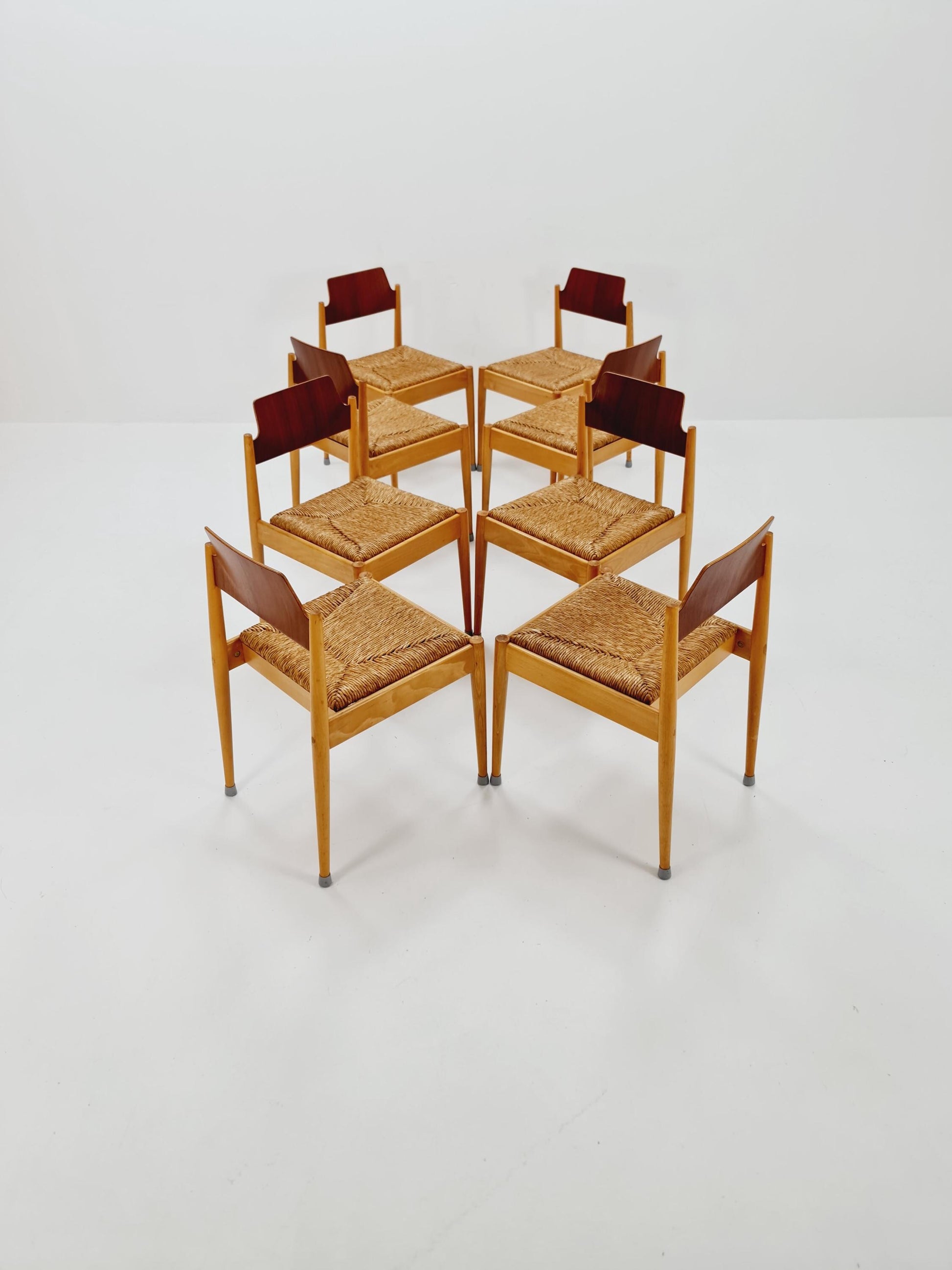 1 of 8 Vintage Teak German Dining Chairs by Egon Eiermann for Wilde and Spieth , 1950s,