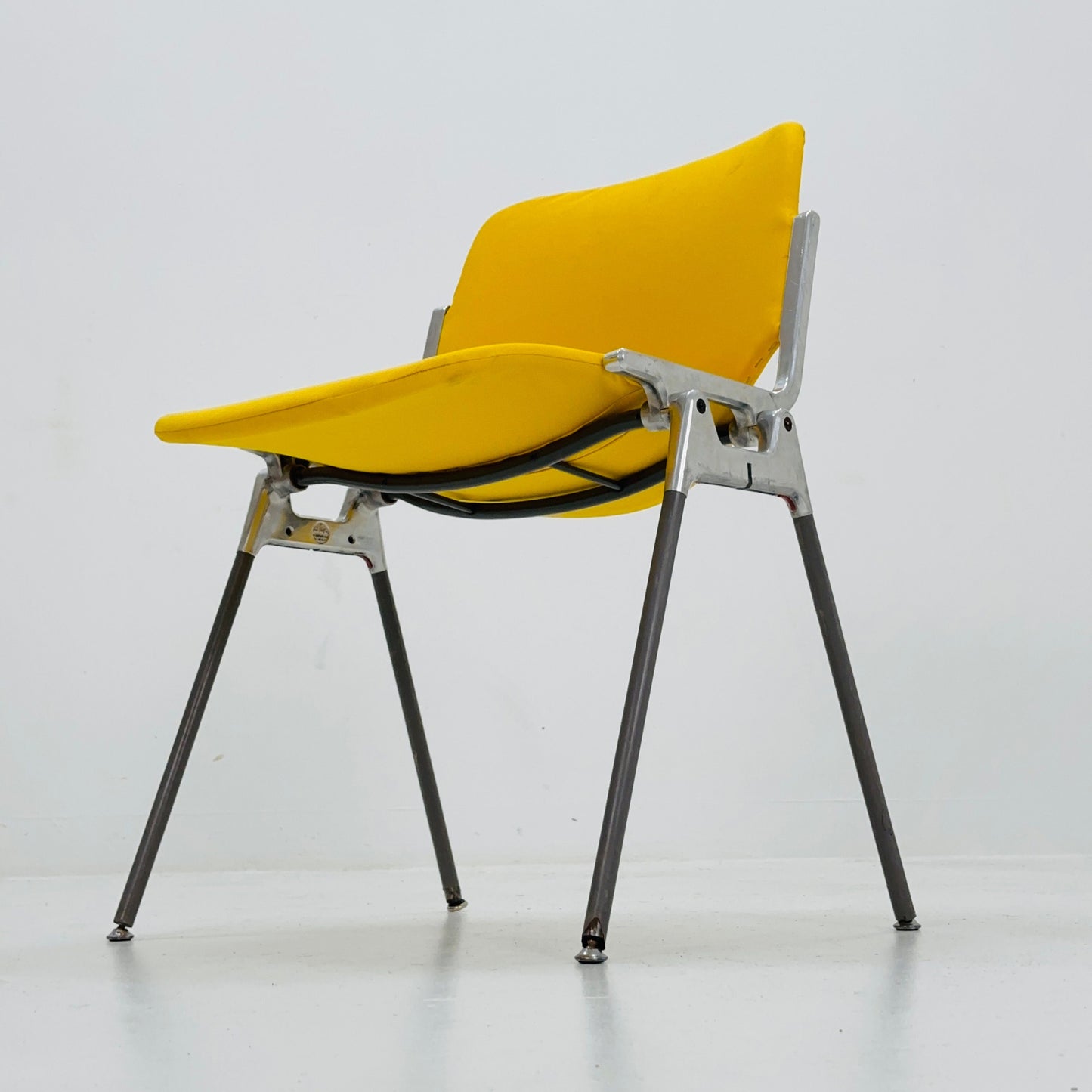 1/6 Mid century Stacking yellow fabric chair by Giancarlo Piretti for Anomima Castelli ,Italy 1960s