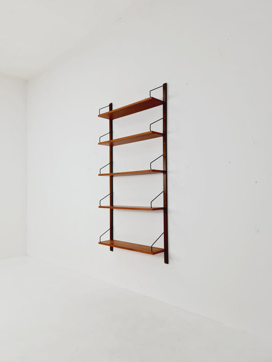 Midcentury Danish Teak Wall-Mounted Shelving Unit, by Royal for Poul Cadovius, 1960s