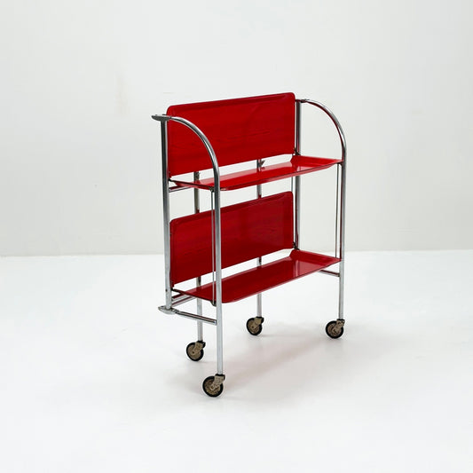Mid century Folding red tea trolley /Serving trolley 1960-70s.