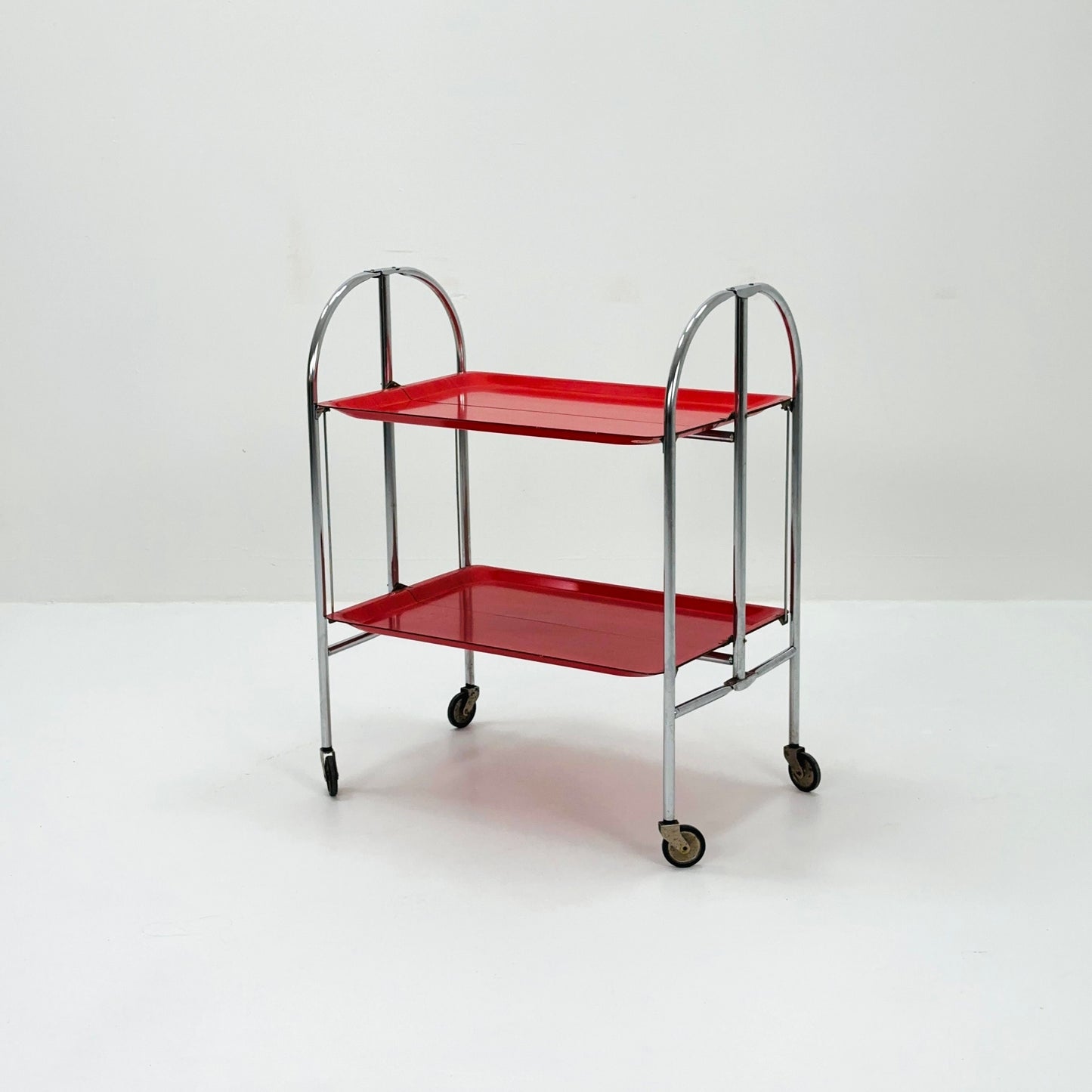 Mid century Folding red tea trolley /Serving trolley 1960-70s.