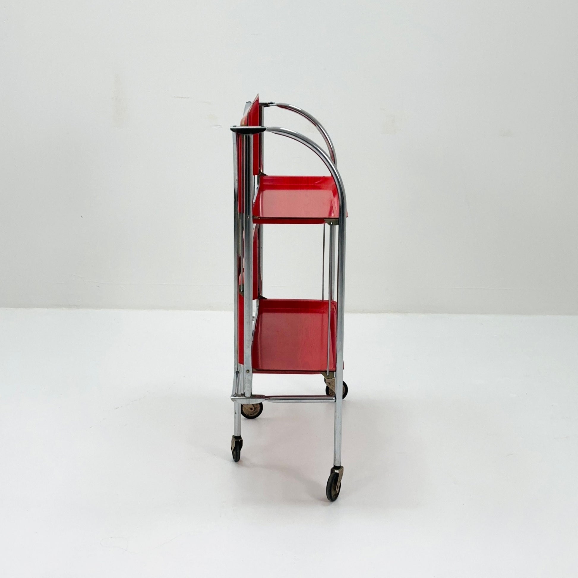Mid century Folding red tea trolley /Serving trolley 1960-70s.