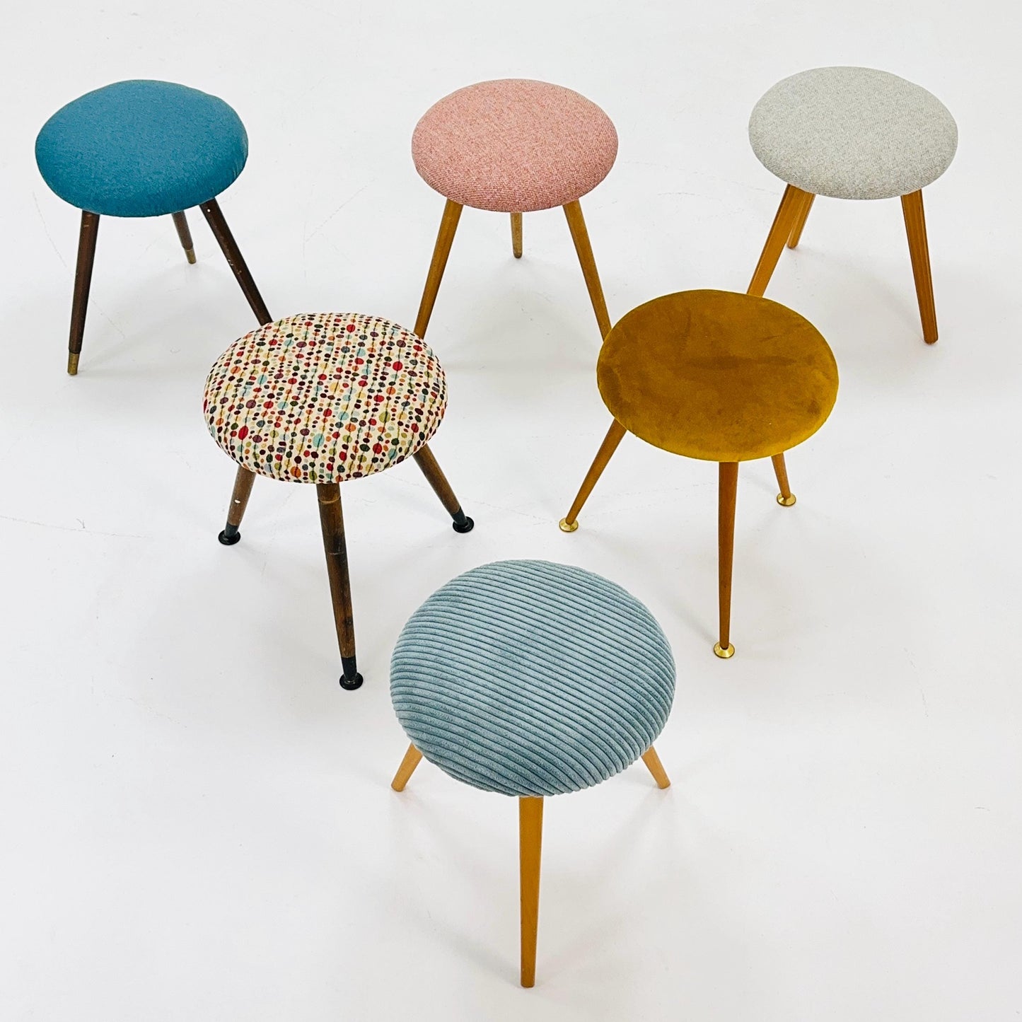 1 of 6 mid century modern stools German tripod vintage design 1960s
