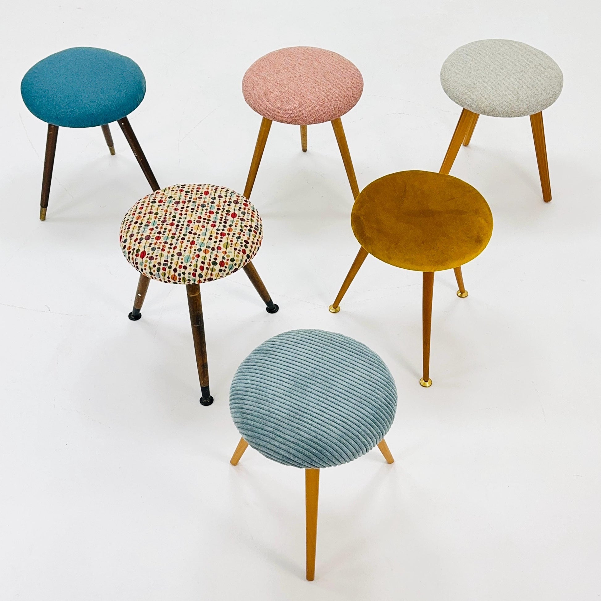 1 of 6 mid century modern stools German tripod vintage design 1960s