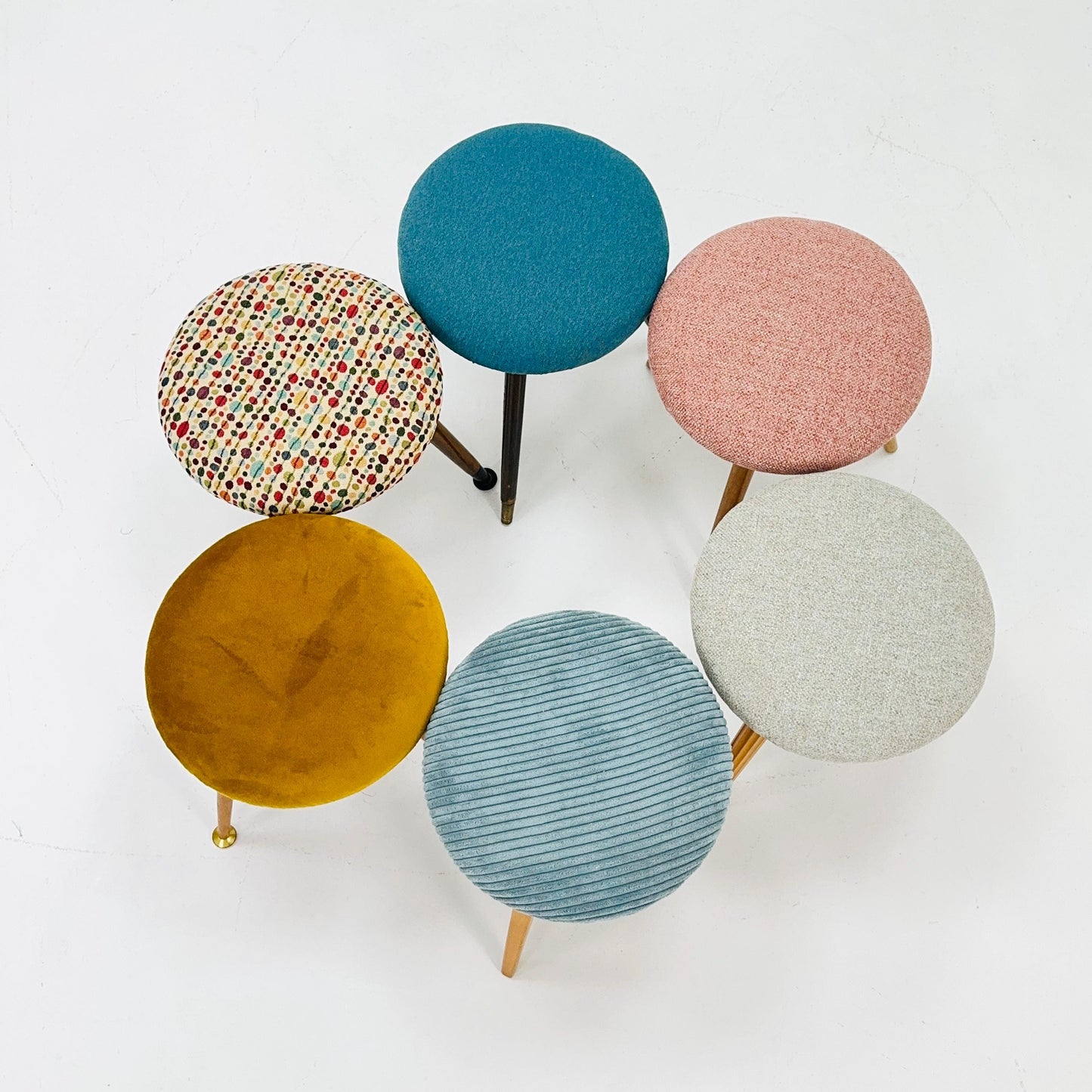 1 of 6 mid century modern stools German tripod vintage design 1960s