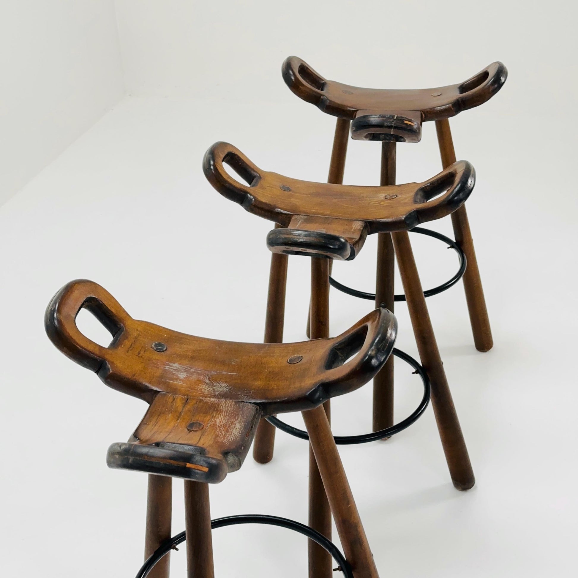 1 of 3 Mid-Century Brutalist Bar Stools, 1960s,
