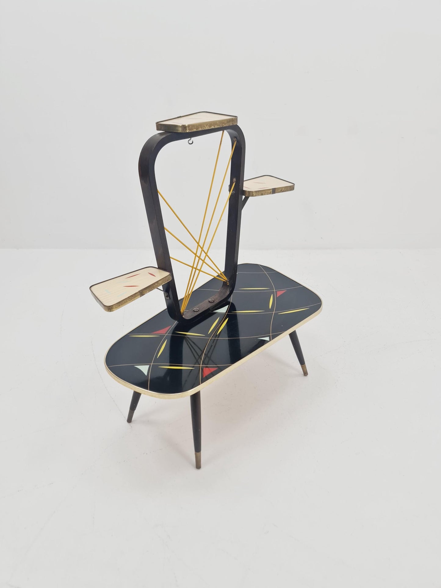 Big 1950s German Plant Stand, Colorful Vintage Mid-Century Minimalist Indoor Plant Stand Side Table Retro flower table