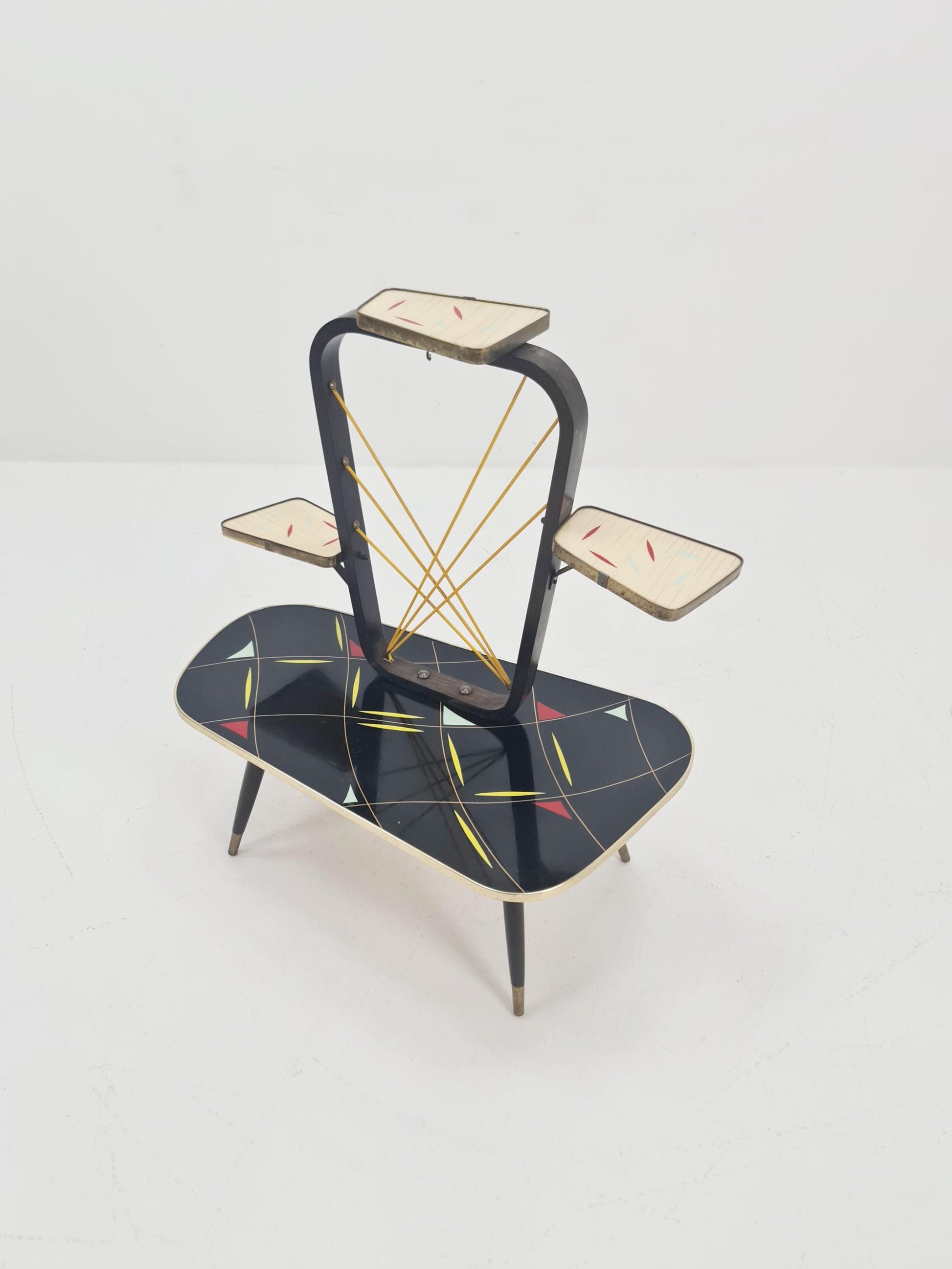Big 1950s German Plant Stand, Colorful Vintage Mid-Century Minimalist Indoor Plant Stand Side Table Retro flower table