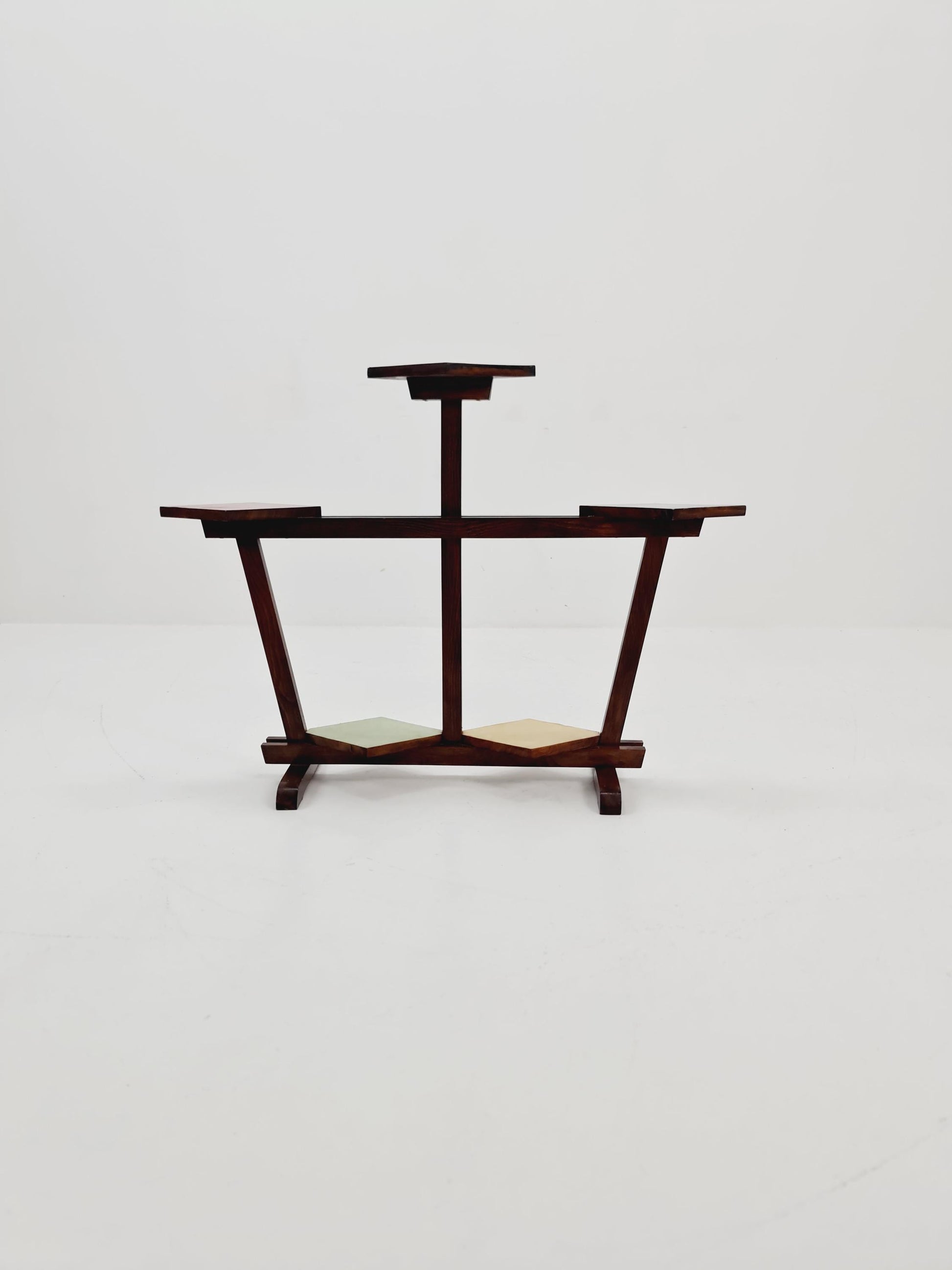 Big 1950s German Plant Stand, Colorful Vintage Mid-Century Minimalist Indoor Plant Stand Side Table Retro flower table