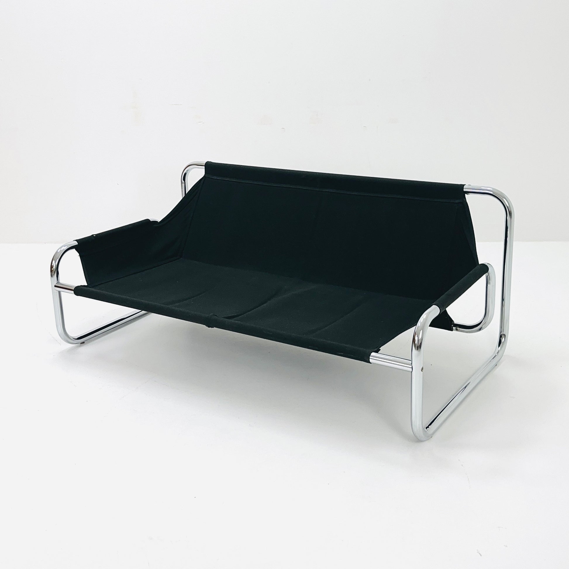 Mid century Black leather sofa by Johan Bertil Häggström for Ikea 1980s Sweden
