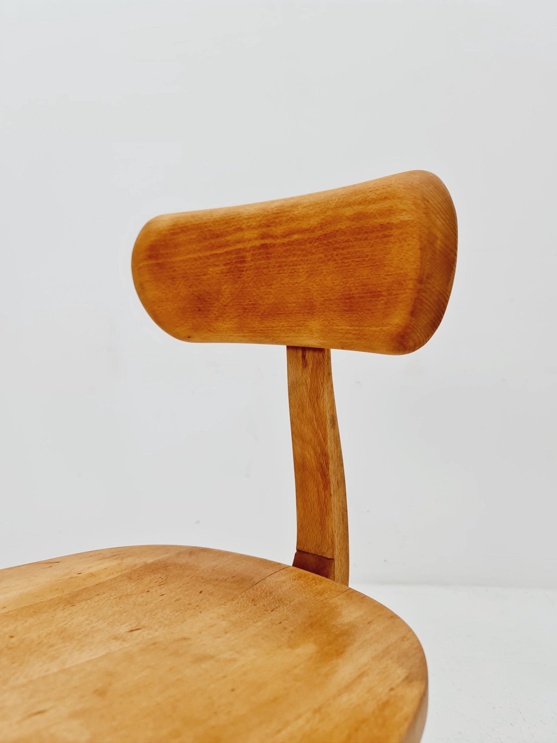 Bauhaus swivel office chair in solid wood By stoll 1930s