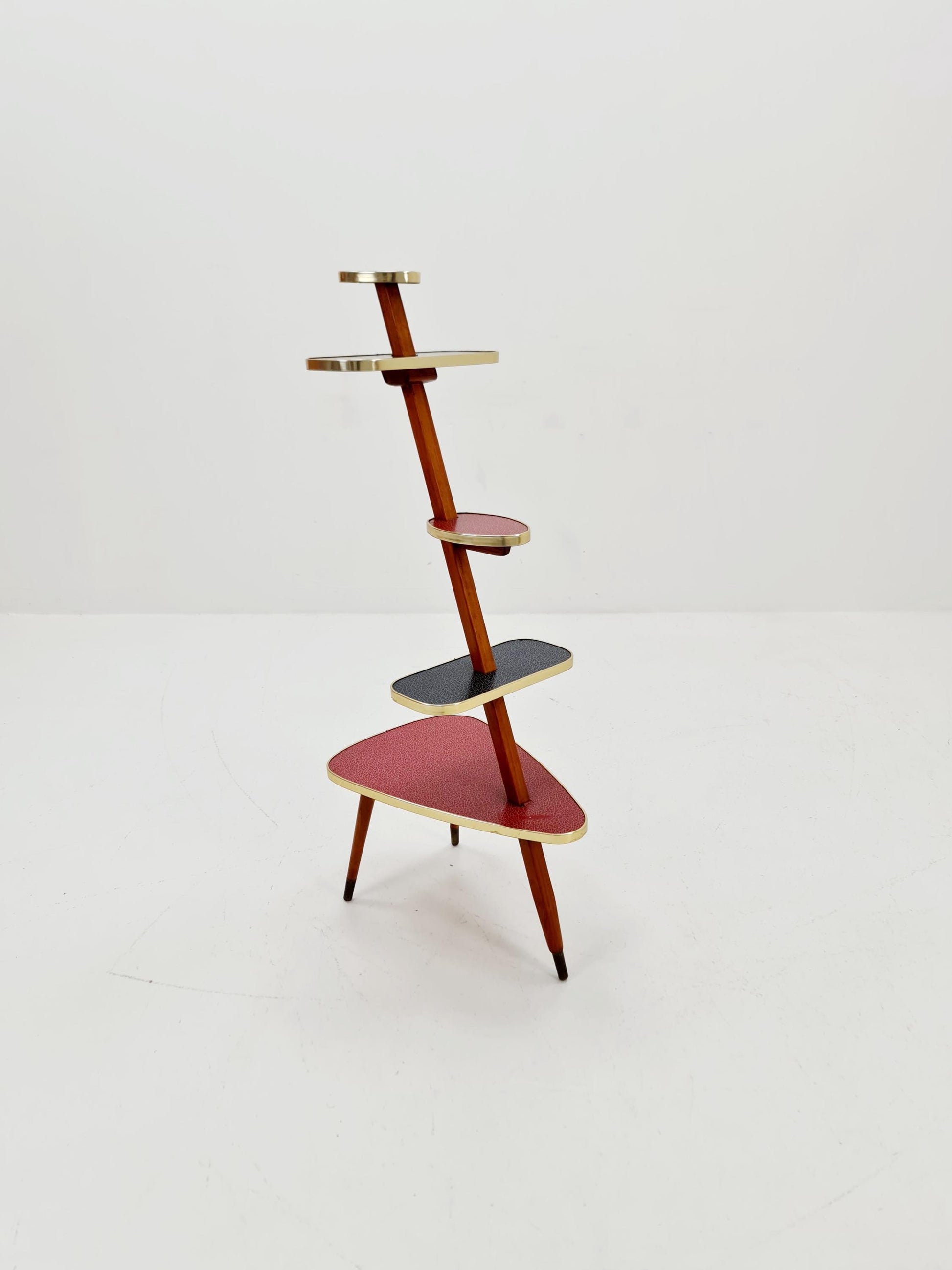 Big 1950s German Plant Stand, Colorful Vintage Mid-Century Minimalist Indoor Plant Stand Side Table Retro flower table